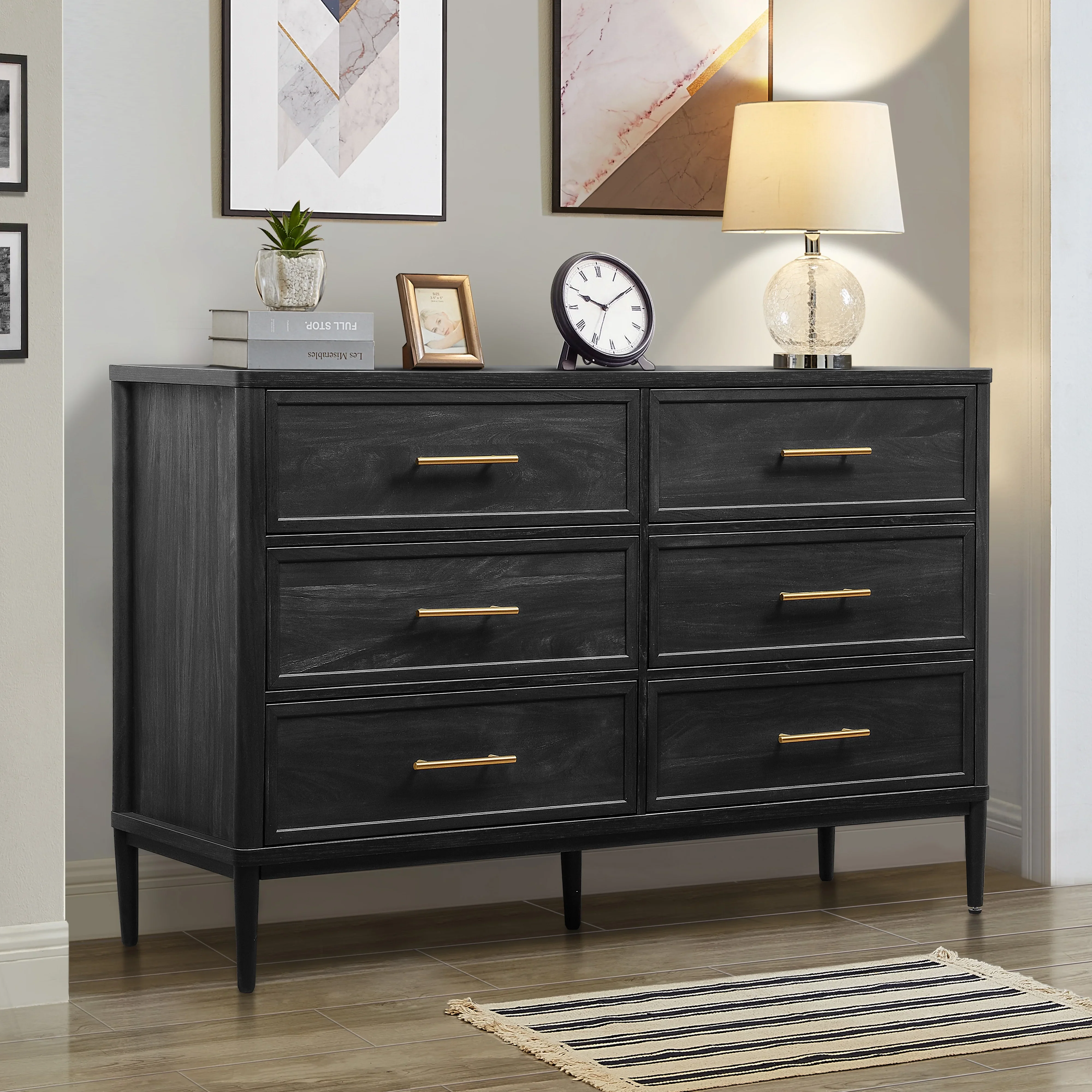 Better Homes & Gardens Oaklee 6 Drawer Dresser, Charcoal Finish
