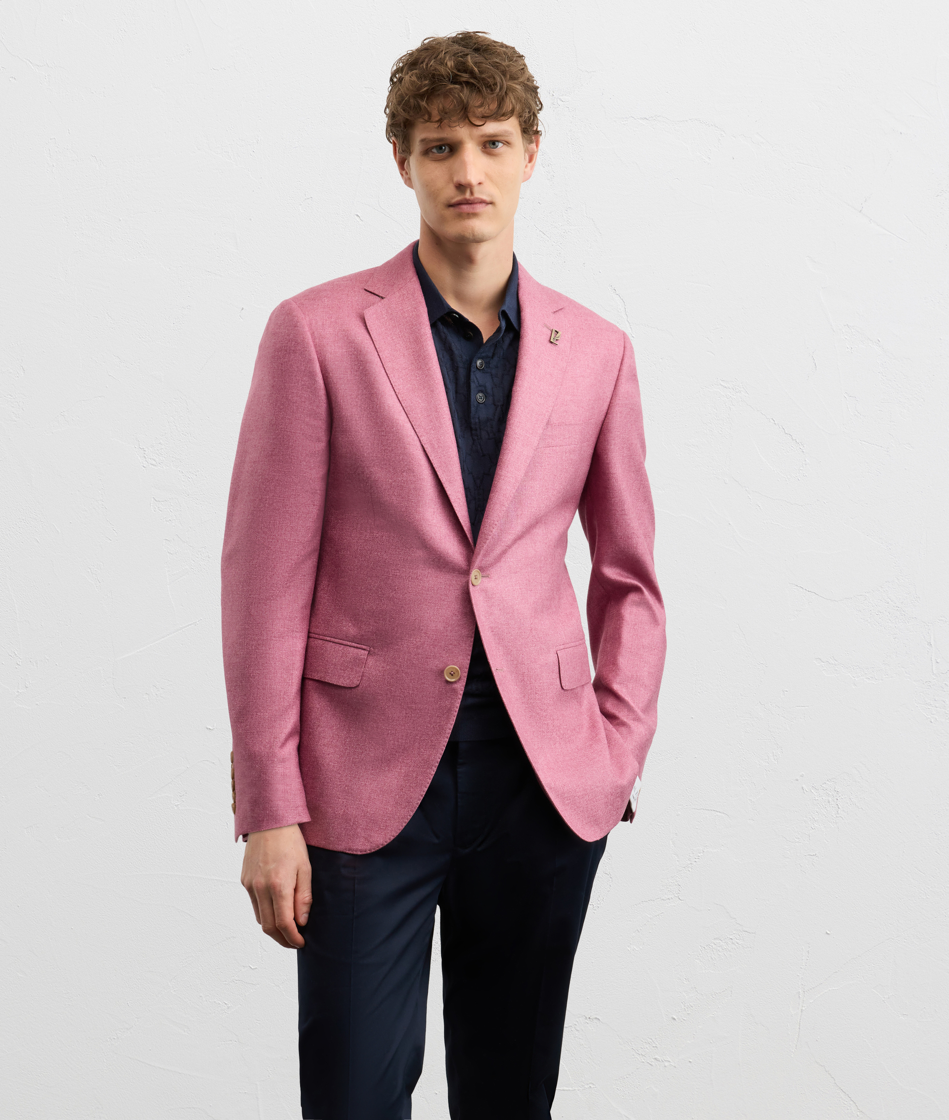 PINK SINGLE BREASTED WOOL AND CASHMERE JACKET