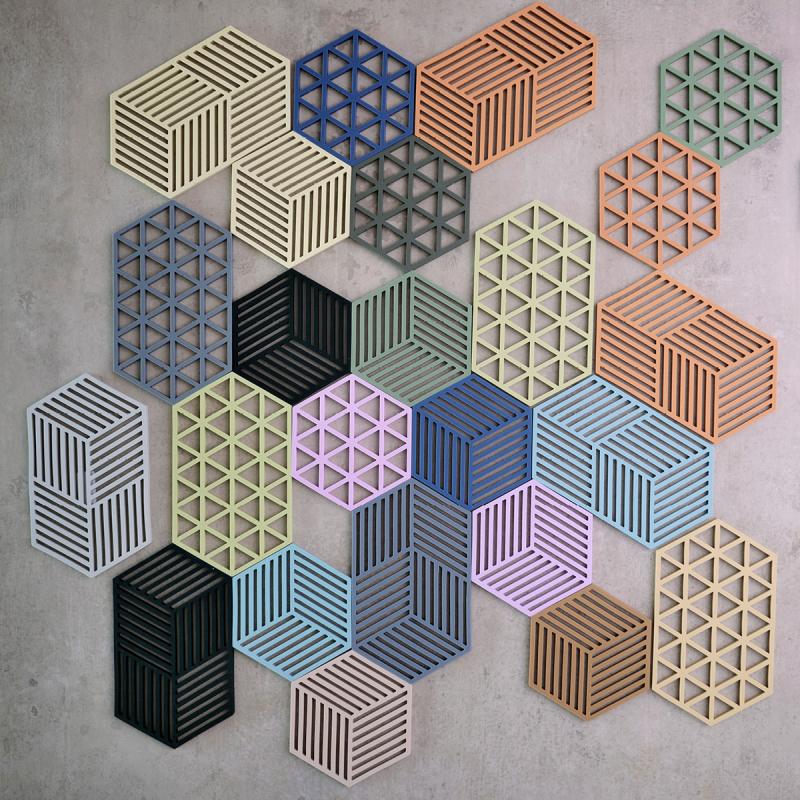 Hexagon bordskåner 3 stk 16 cm indigo/fog/olive taupe
