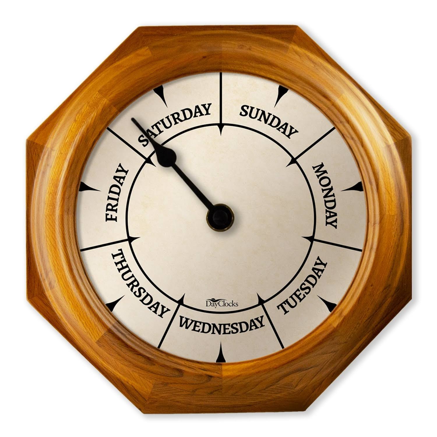 Classic Oak Day of The Week Wall Clock