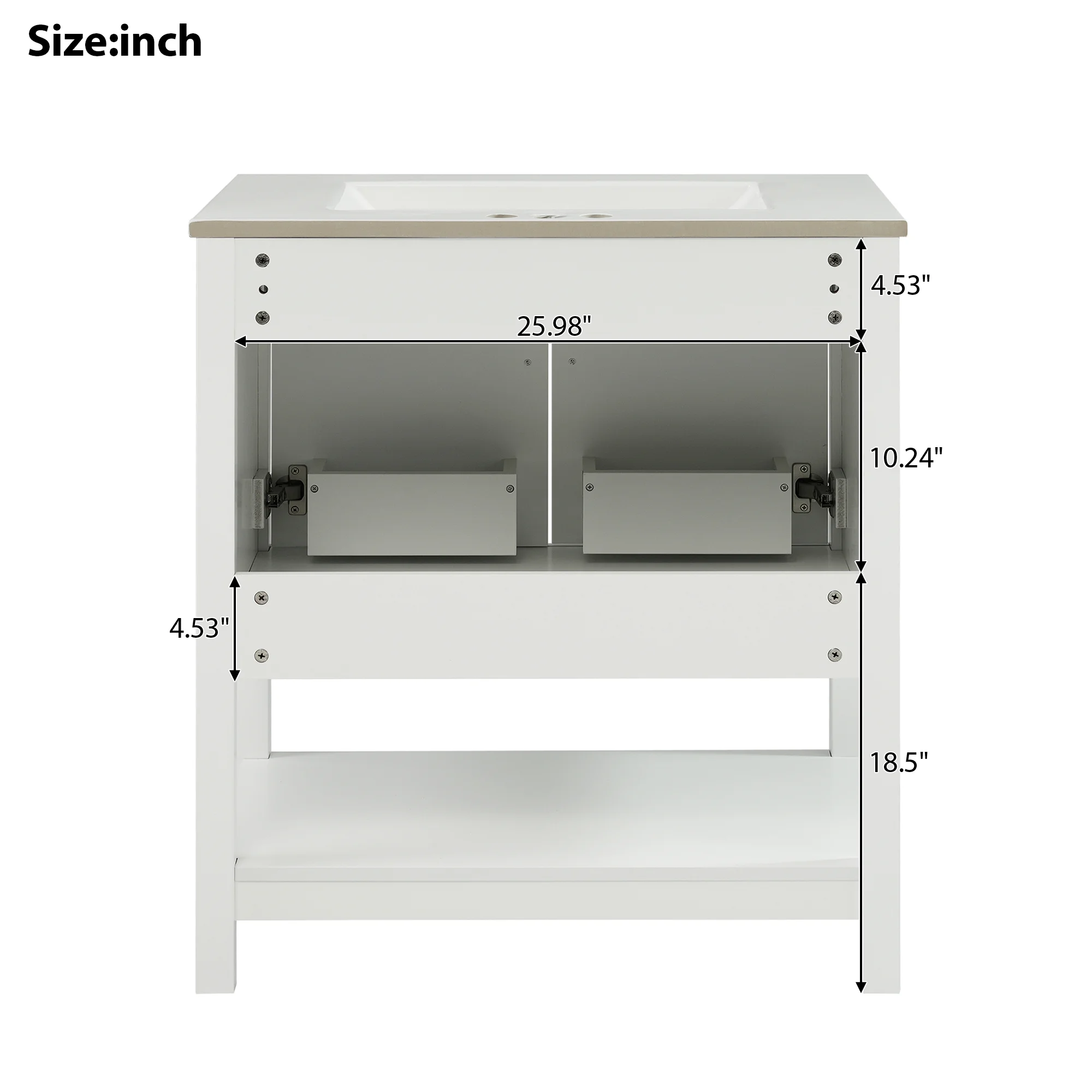 30-Inch White Bathroom Vanity with Ceramic Sink and Versatile Storage Ideal for Small Bathrooms, White(White) - Image 10
