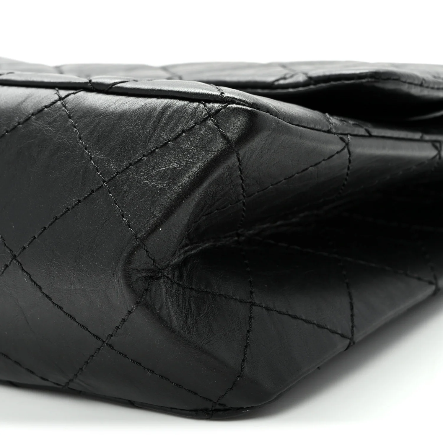 Aged Calfskin Quilted 2.55 Reissue 227 Flap Black