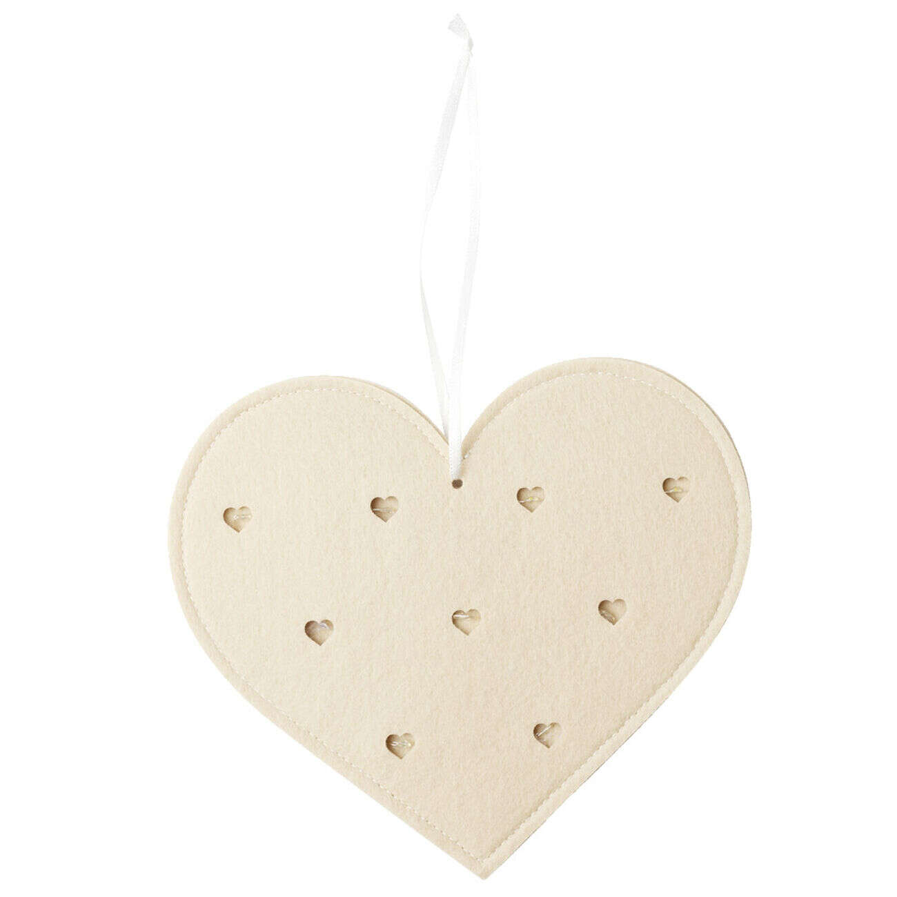 Décoration à suspendre forme coeur feutrine 17xH20cm (3 modèles)