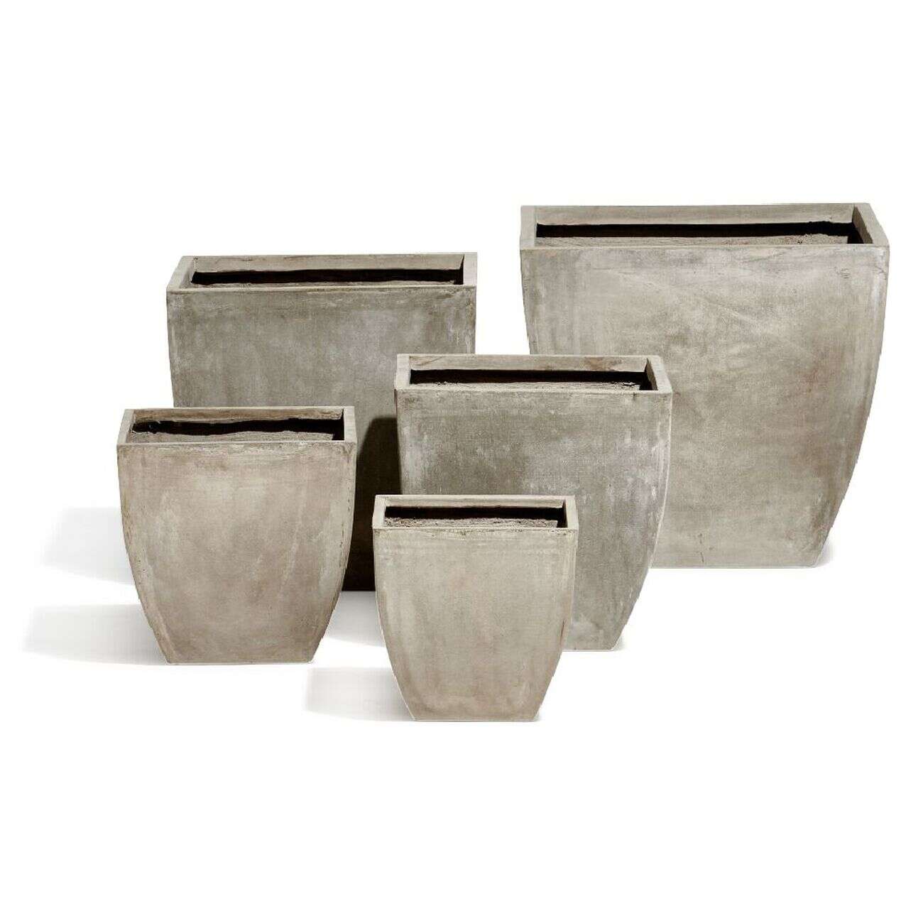 Cache pot fibre d'argile carré gris 27x27xH27cm