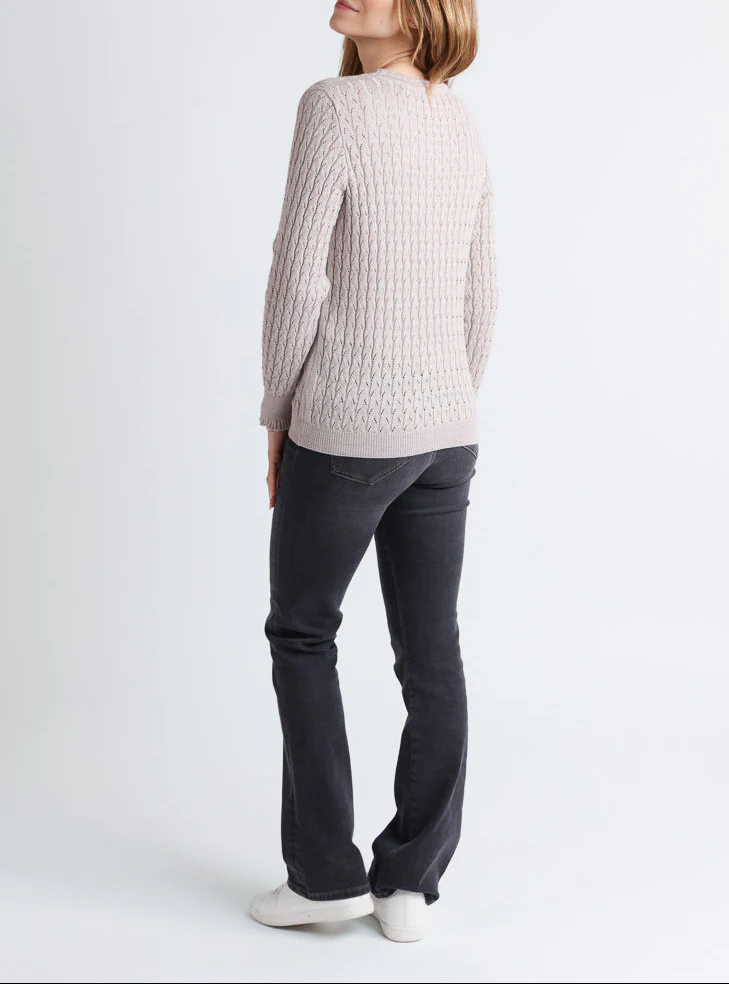 Pull femme maille fantaisie en laine beige
