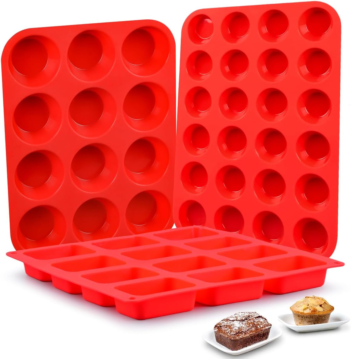 CAKETIME Silicone Muffin Pan Mini 24 Cups, 1 Pack Cupcake Pan, BPA Free