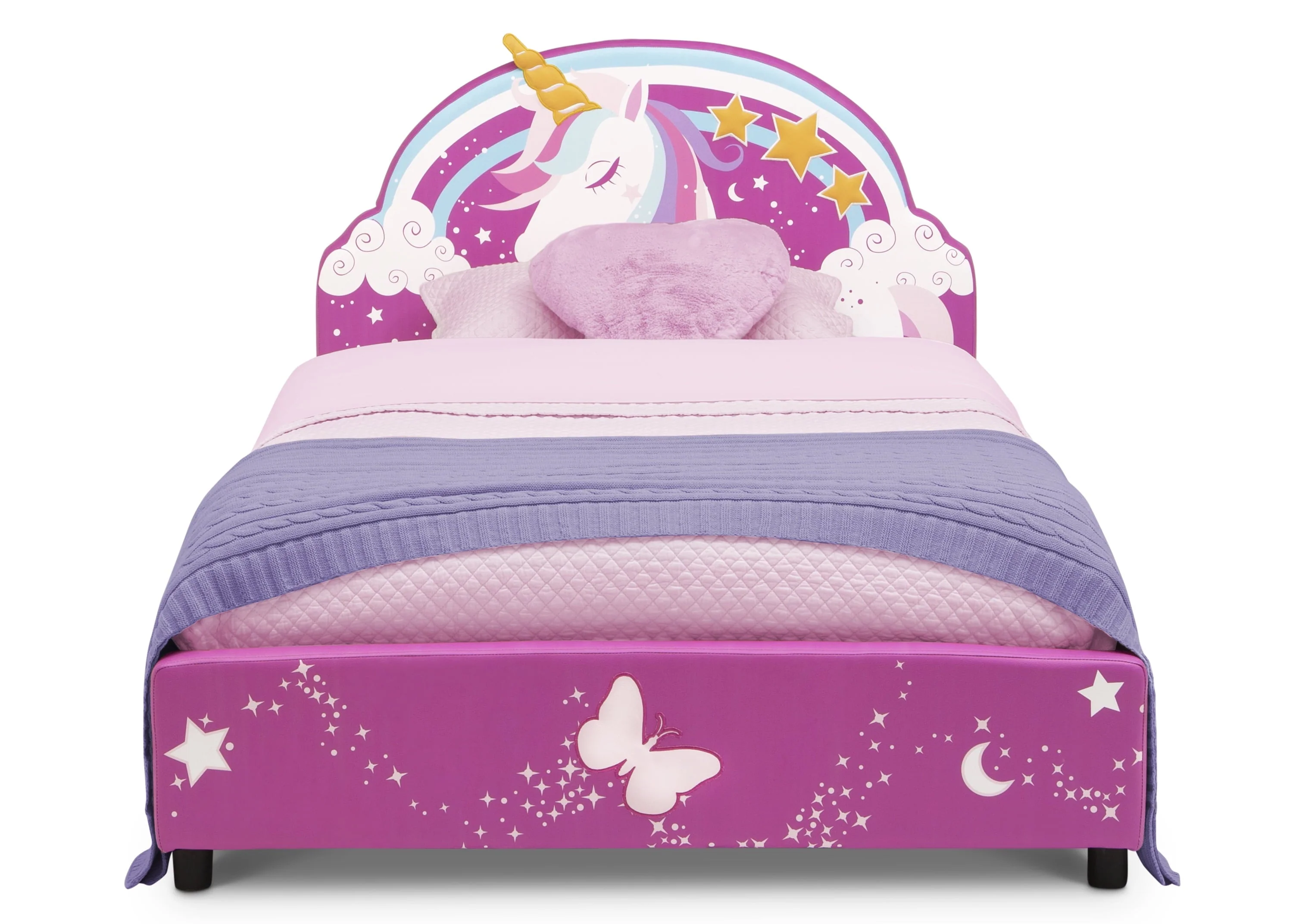 Delta Children Unicorn Upholstered Twin Bed, Pink(Unicorn)