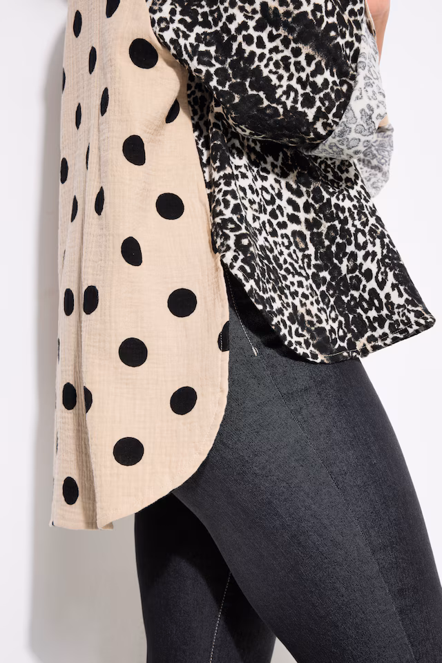 Oversized patterned muslin blouse