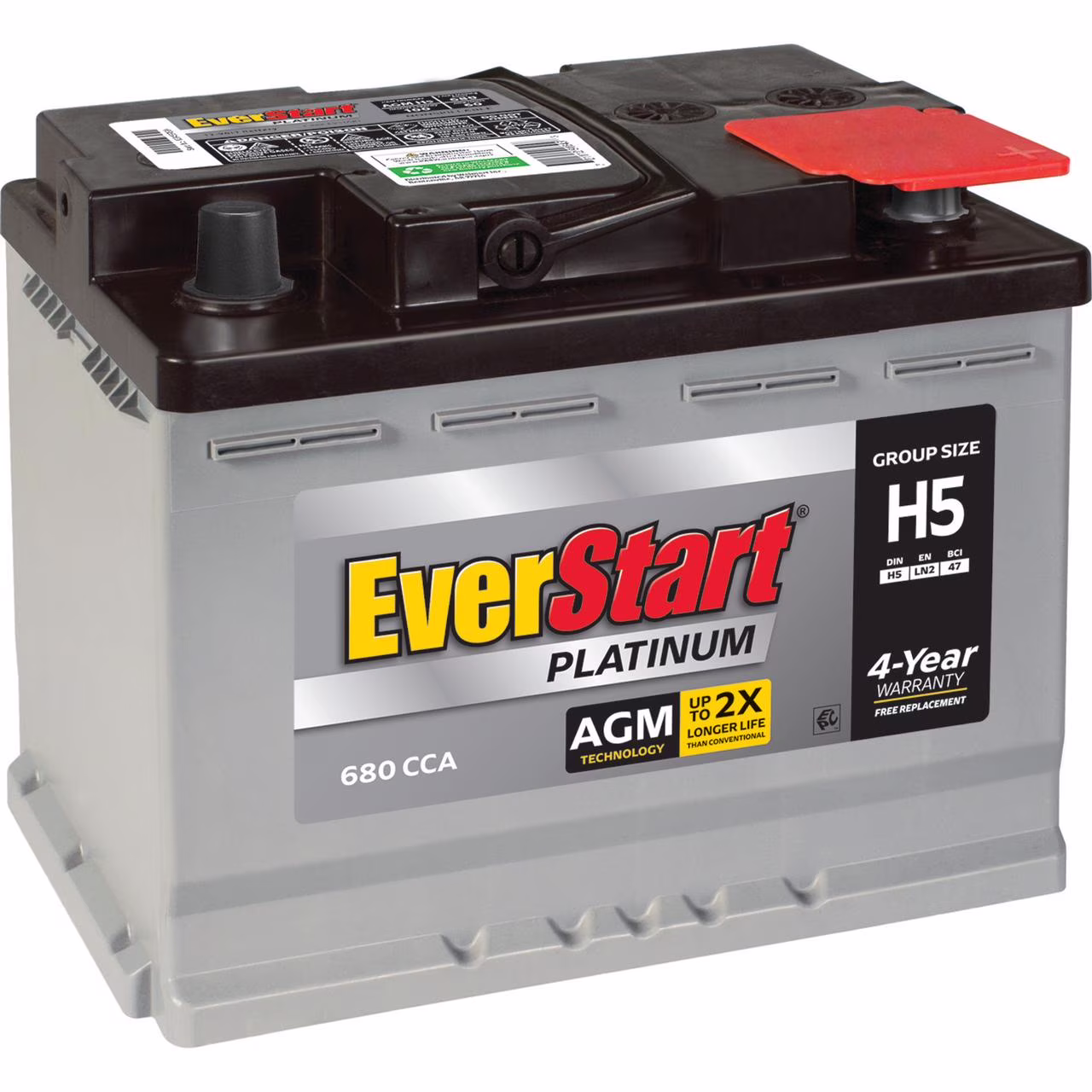 Platinum BOXED AGM Automotive Battery, Group Size H5 / LN2 / 47 12 Volt, 680 CCA 105RC