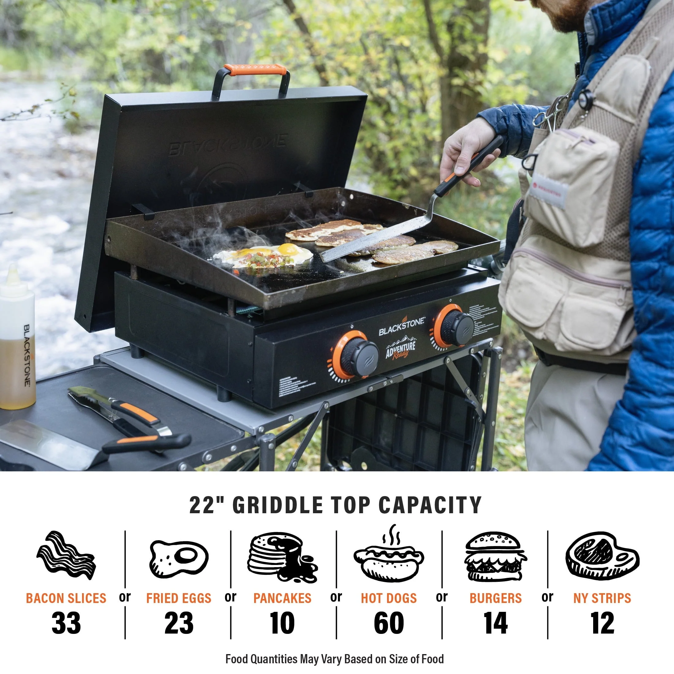 Adventure Ready 2 Burner 22" Propane Griddle with Hard Cover in Black(Black) Image 5