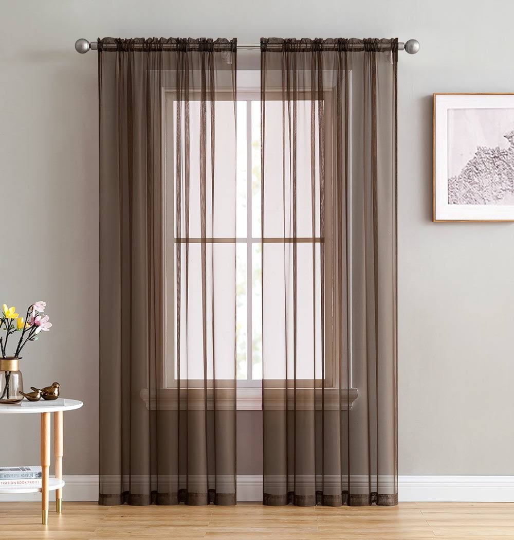 Thd Essentials Sheer Voile Window Treatment Rod Pocket Curtain Panels - Pair, Size: 54 W x 84 Large