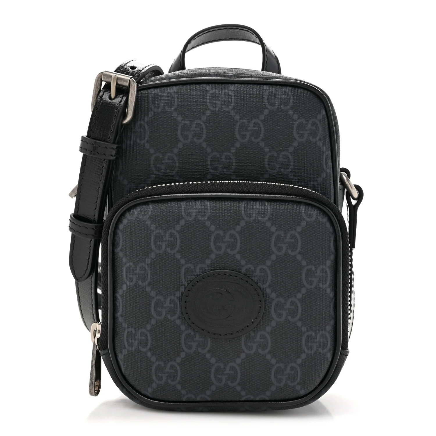 GG Supreme Monogram Azalea Calfskin Mini Retro Interlocking G Bag Black