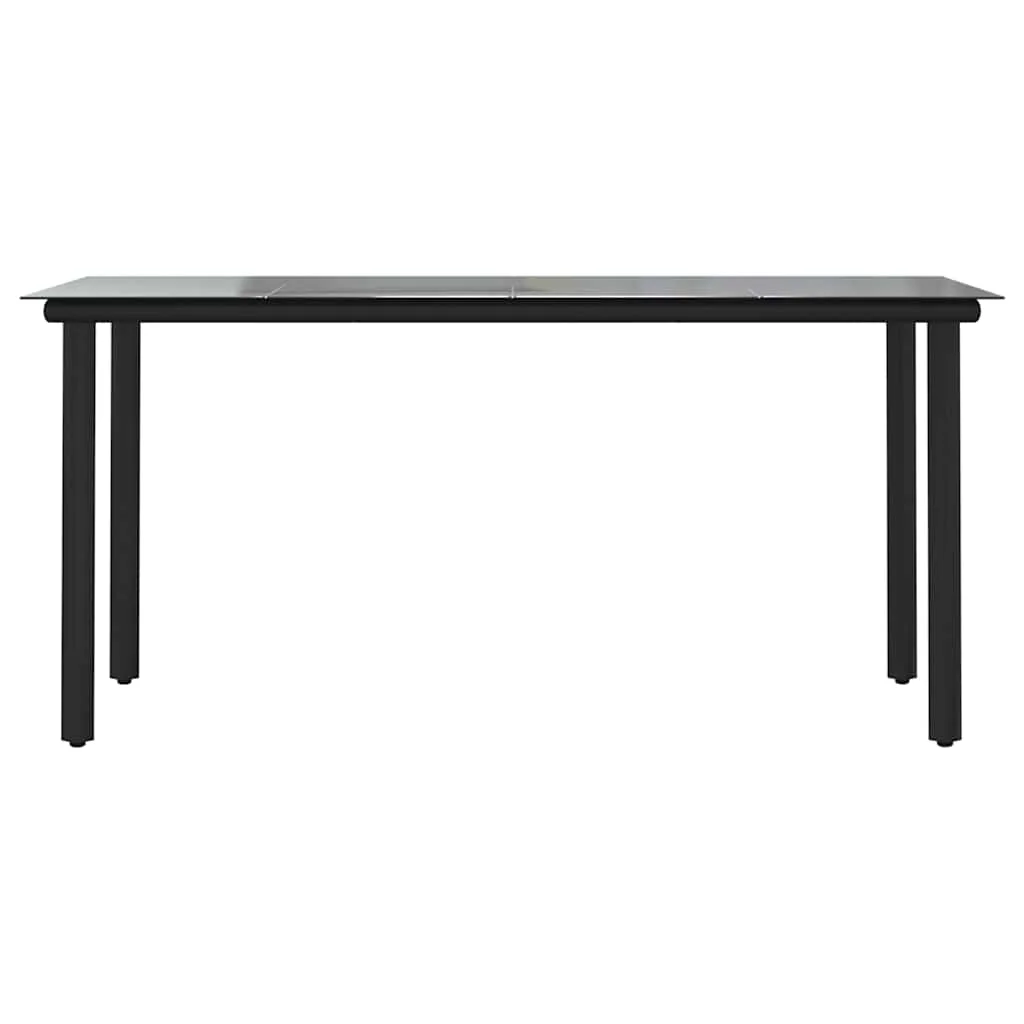 Vidaxl 7 Piece Patio Dining Set with Cushions Black Poly Rattan Glass