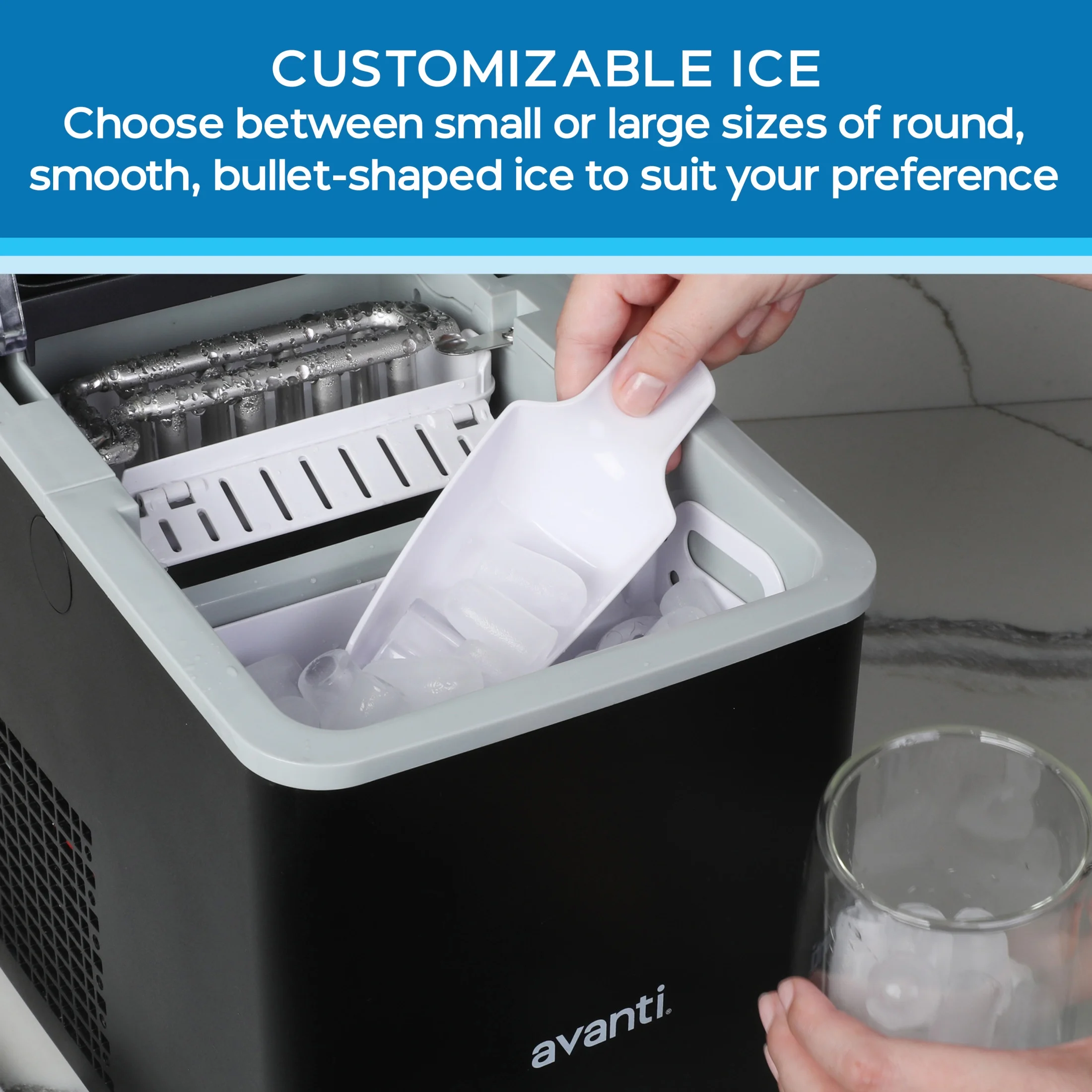 Avanti Mighty Ice 26 lb. Countertop Bullet Ice Maker, in Black (AVIM2625BK)