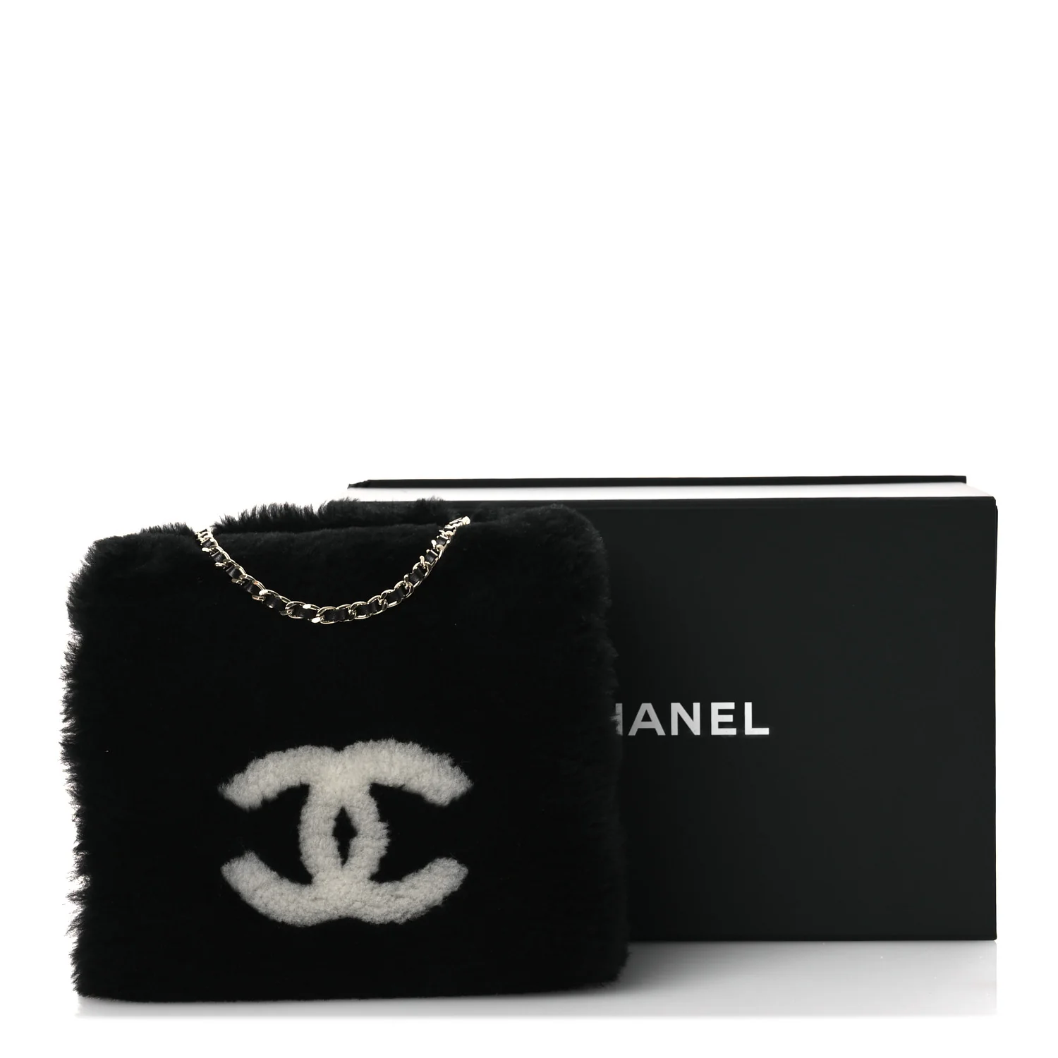 Muff Shearling Lambskin Bag Black Ecru
