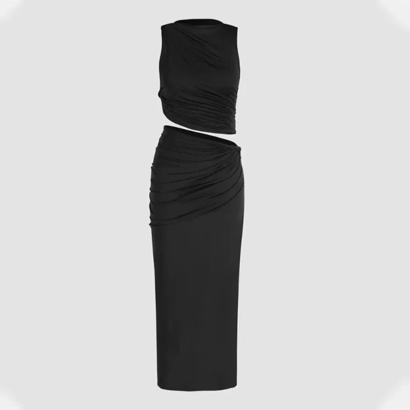 Sophie Paris | Robe longue drapée asymétrique