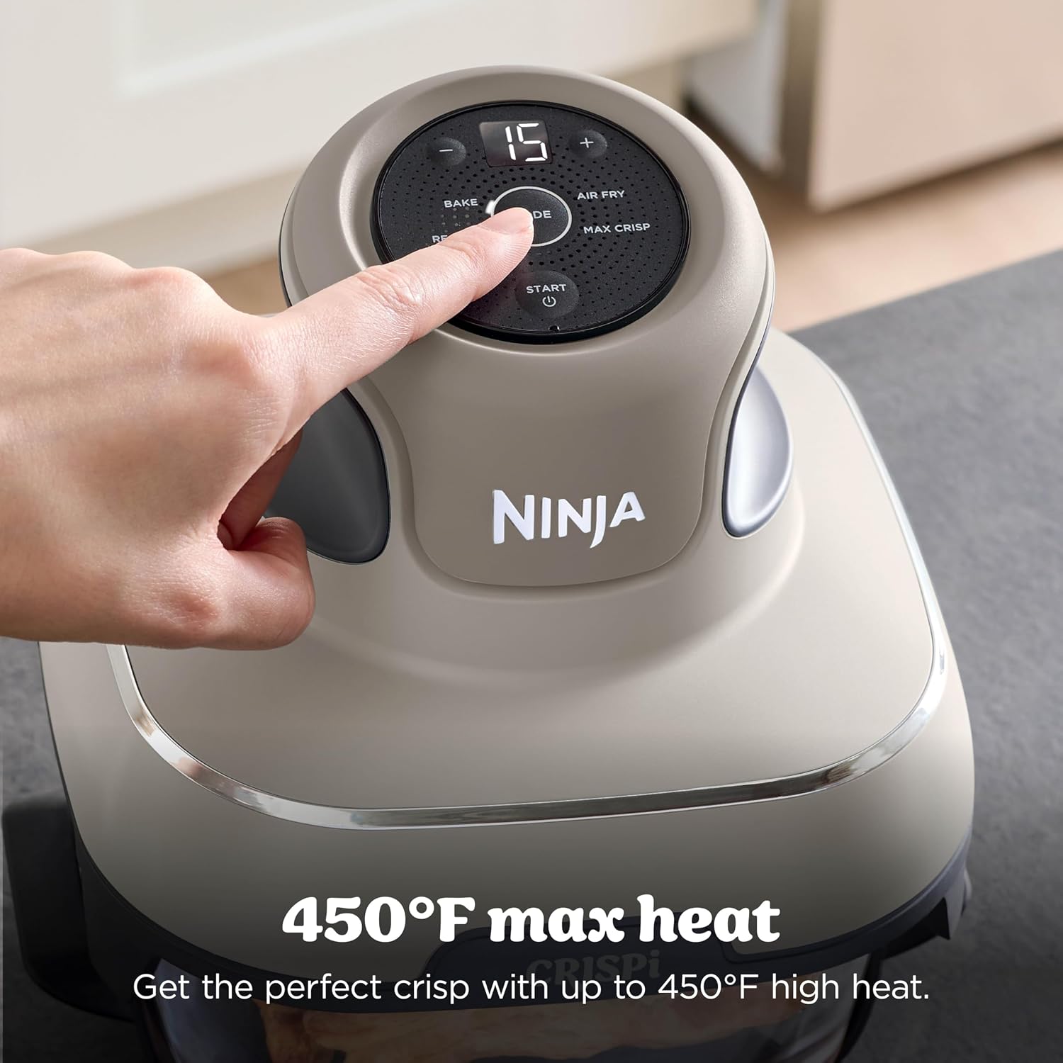 Ninja Crispi Glass Air Fryer, 4-in-1, Stone, FN101ST| Max crisp, bake, air fry, recrisp, 450F max, 4 Qt and 6 Cup containers, PFAS-free glass