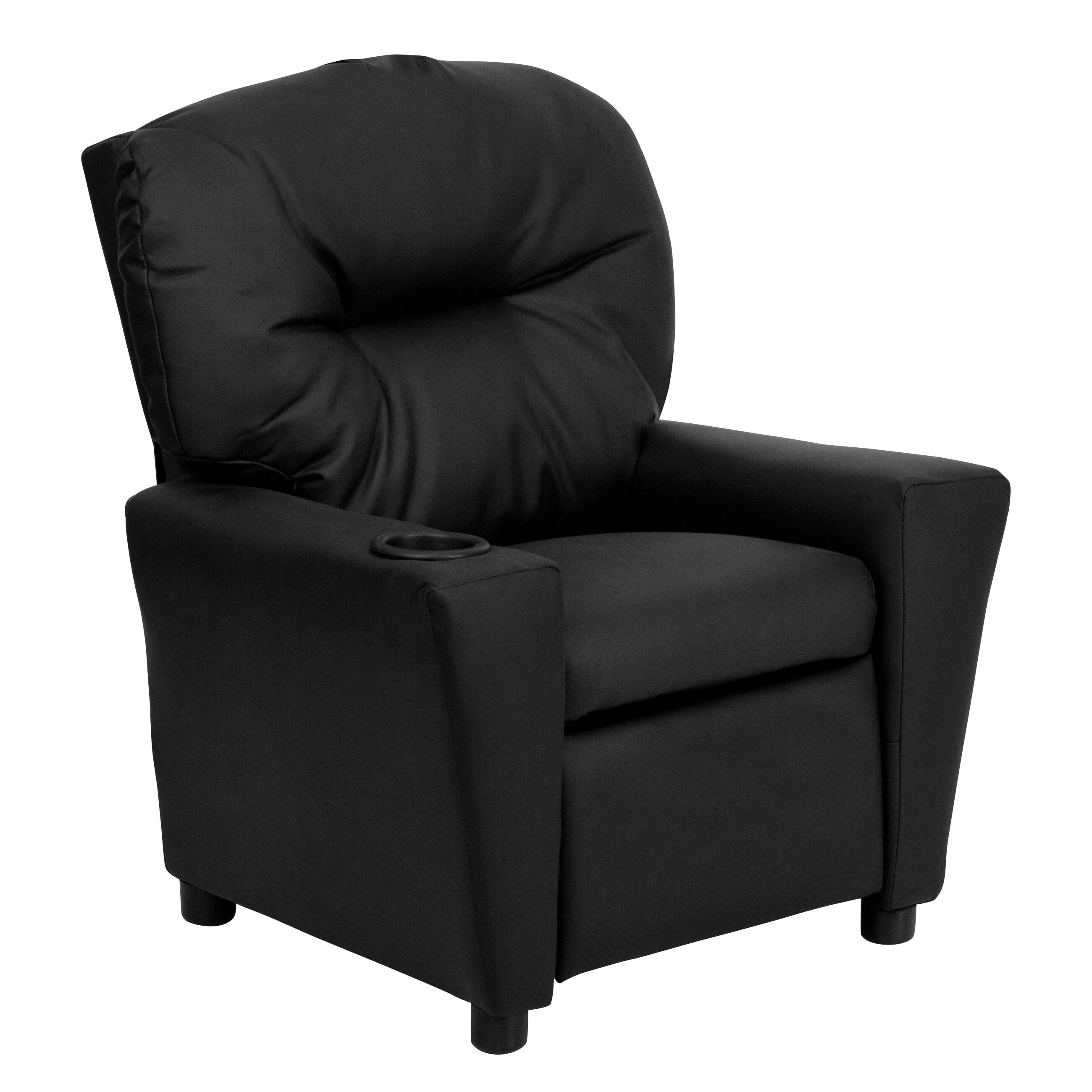 Lancaster Home Contemporary Kids Recliner with Cup Holder Brown Microfiber(Beige Vinyl) Image 4