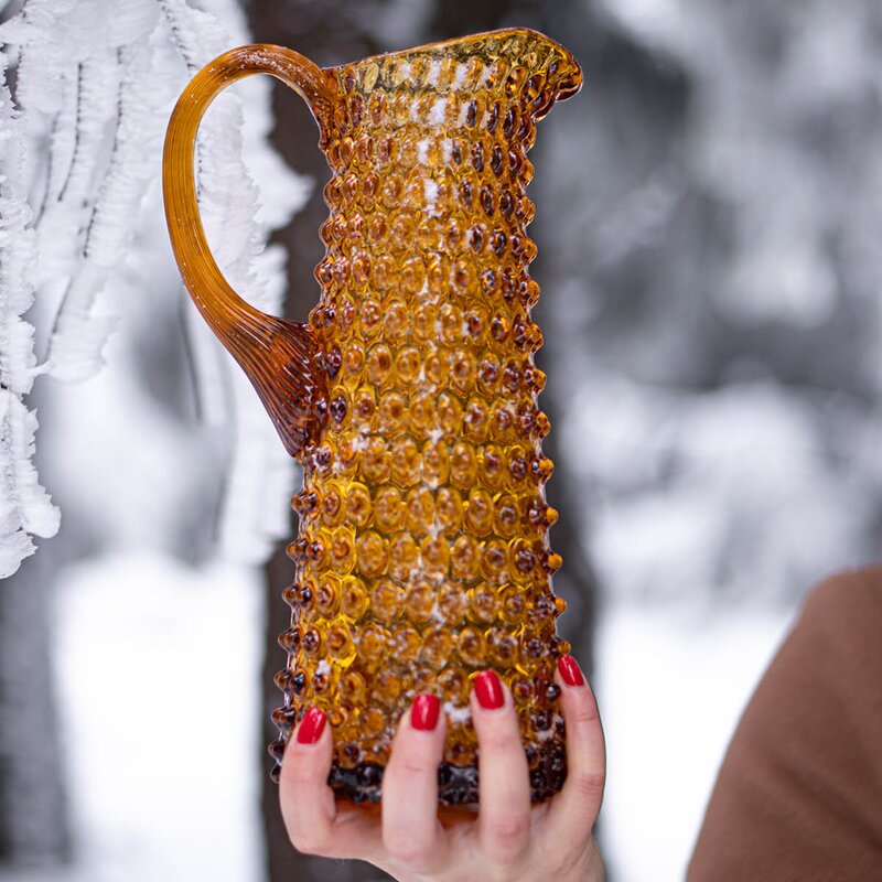 Hobnail karaffel 1L amber 27 cm