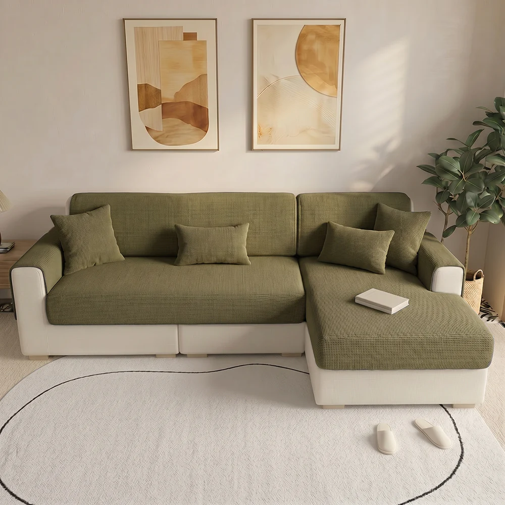 One-Piece Chenille Scratch-Resistant Durable Water-Repellent Non-Slip Sectional Couch Cover