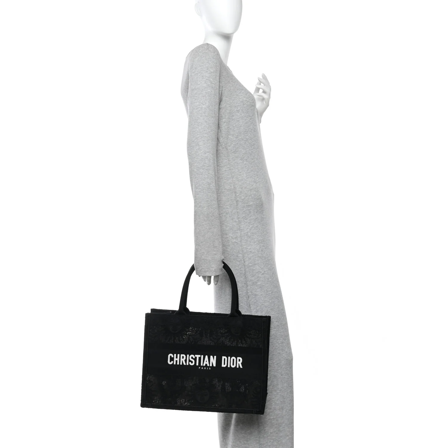 Embroidered 3D Macrame D-Lace Sun Medium Book Tote Black