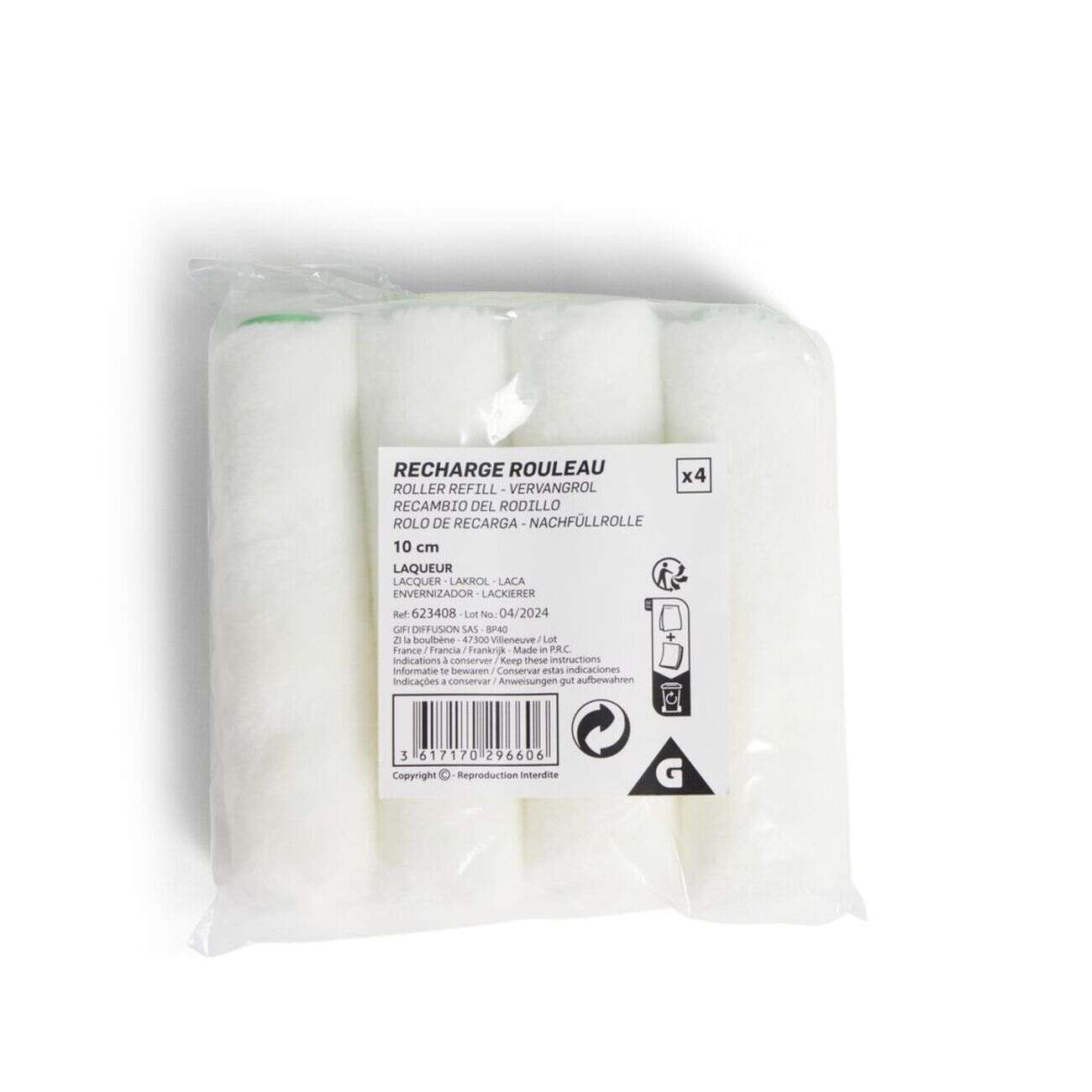 Lot de 4 rouleaux laqueurs 10cm