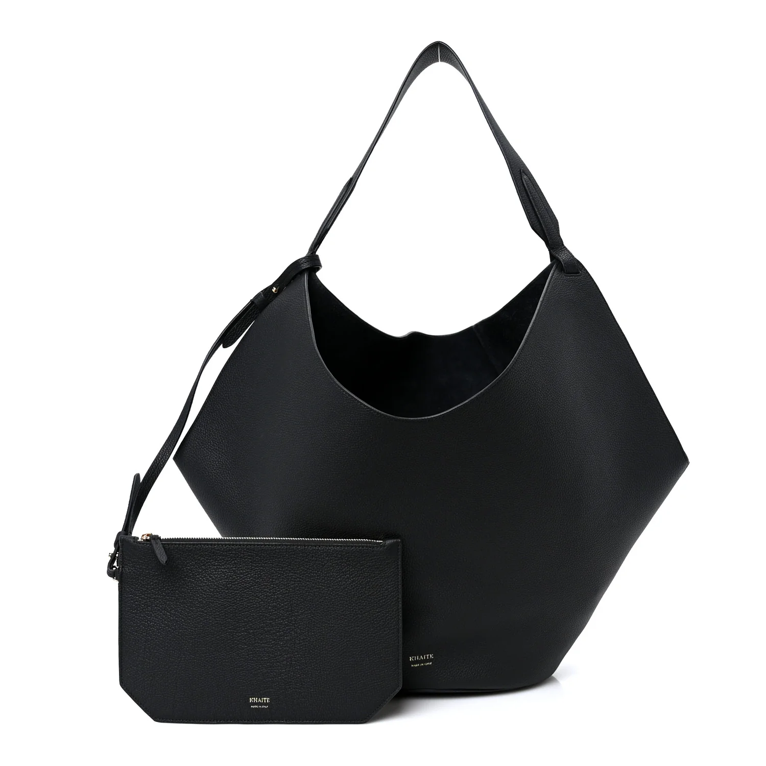 Pebbled Sport Calfskin Medium Lotus Tote Black