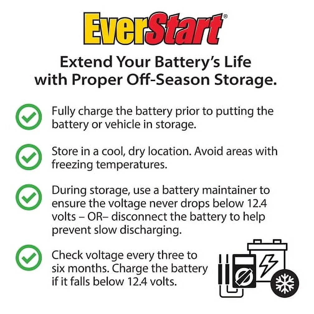 EverStart Lead Acid Marine & RV Deep Cycle Battery, Group Size 27DC 12 Volt, 750 MCA*