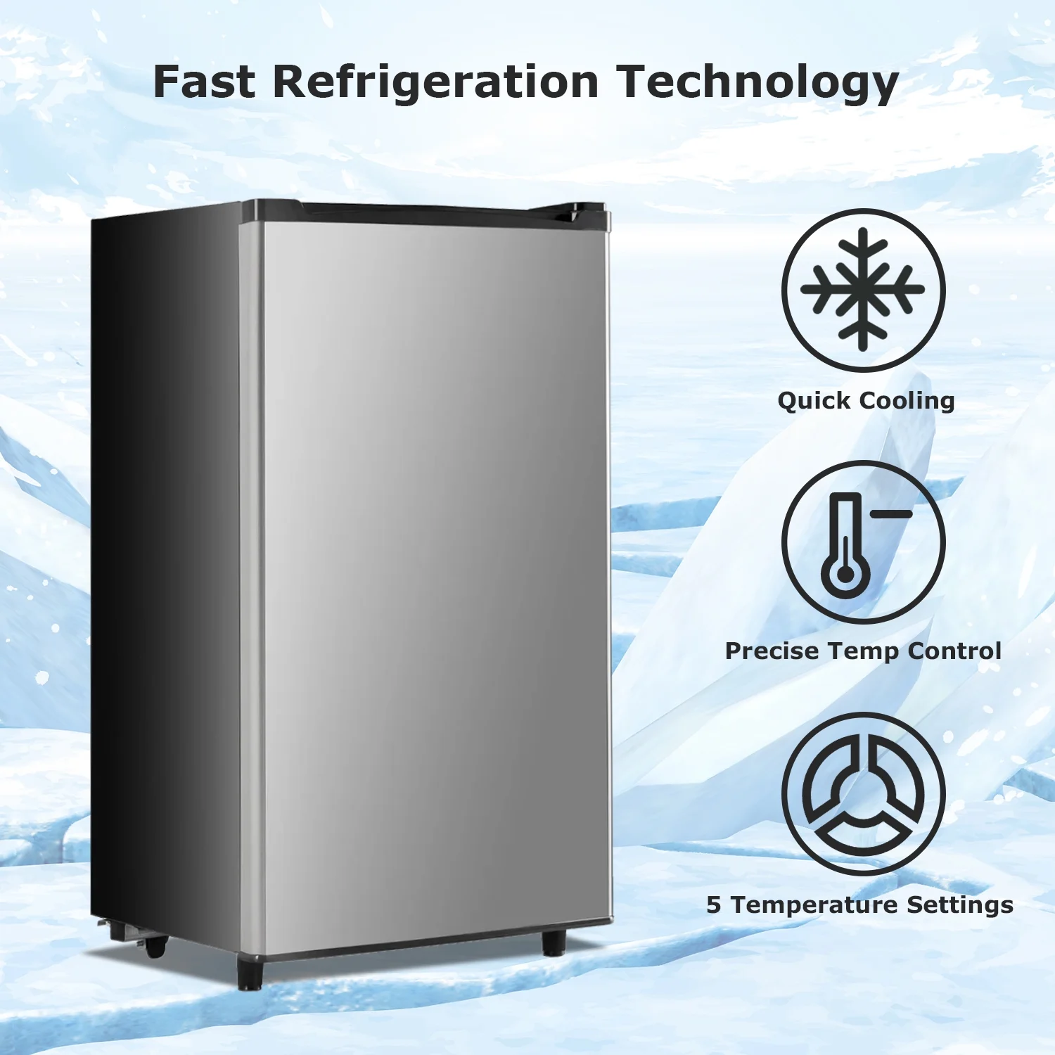 Mini Fridge with Freezer 3.2 Cu.ft Small Refrigerator for Dorm Bedroom, Compact Refrigerators Single Door Adjustable Thermostat Low Noise,Silver(Silver) - Image 6