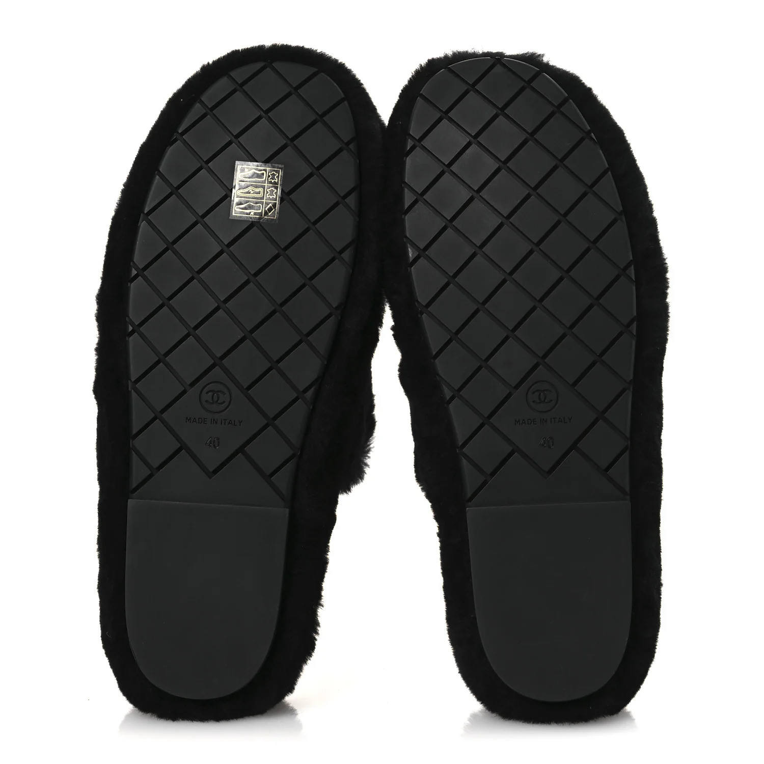 Shearling CC Flat Mules 40 Black