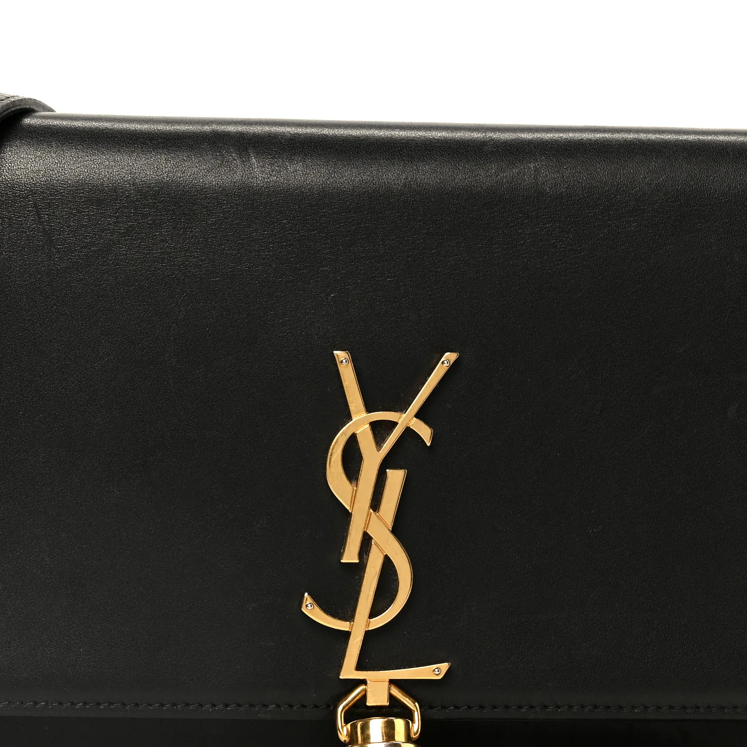 Smooth Calfskin Classic Monogram Kate Tassel Chain Wallet Black