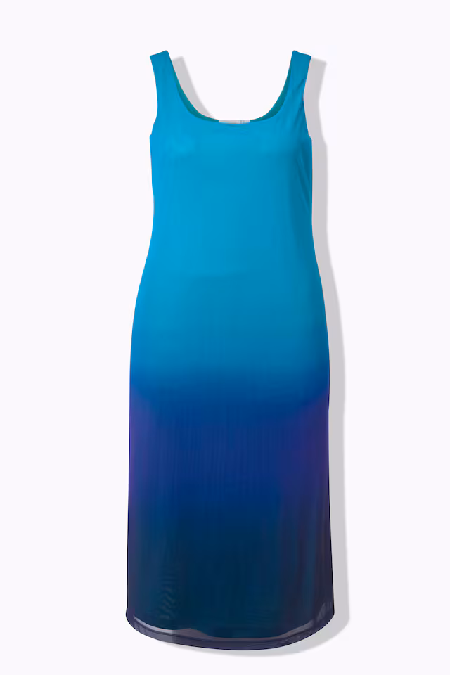 Sleeveless A-line color gradient mesh dress