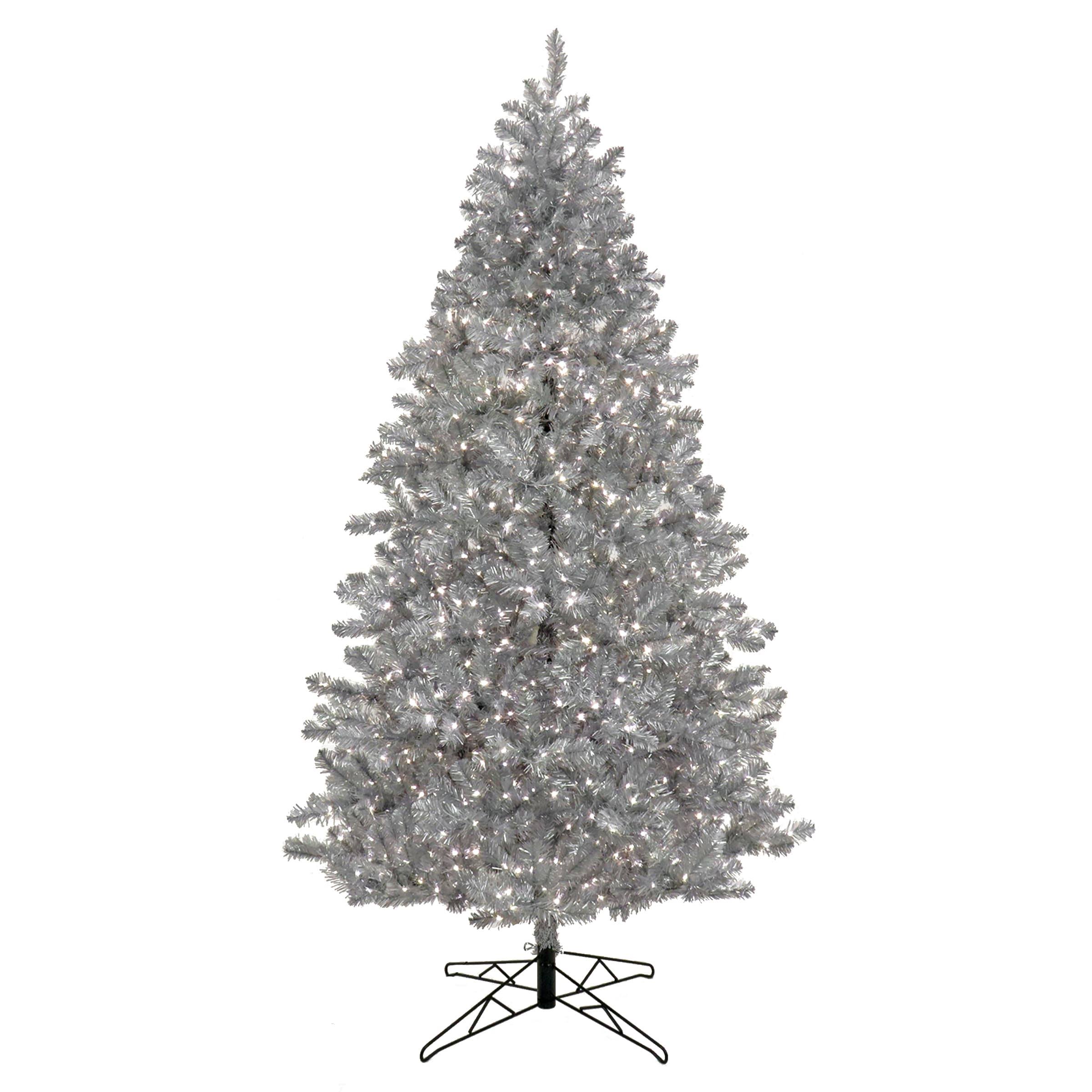 National Tree Company 7.5 ft. Pre-Lit Christmas Matte Silver Metallic Tree