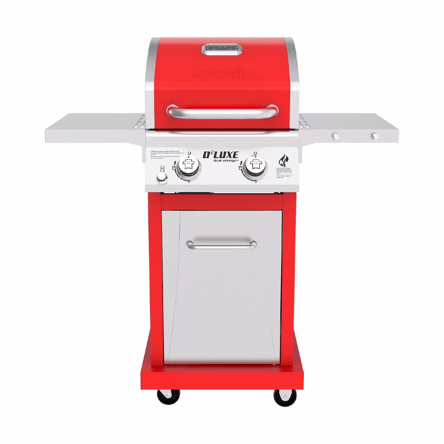Deluxe 2-Burner Gas Grill with 401 SQ In Grate, 28000 BTUs, Stainless Steel Control Panel Foldable Side Table, Propane BBQ Grill for Outdoor Cooking, Patios, Backyards and More -720-0864R(Red)