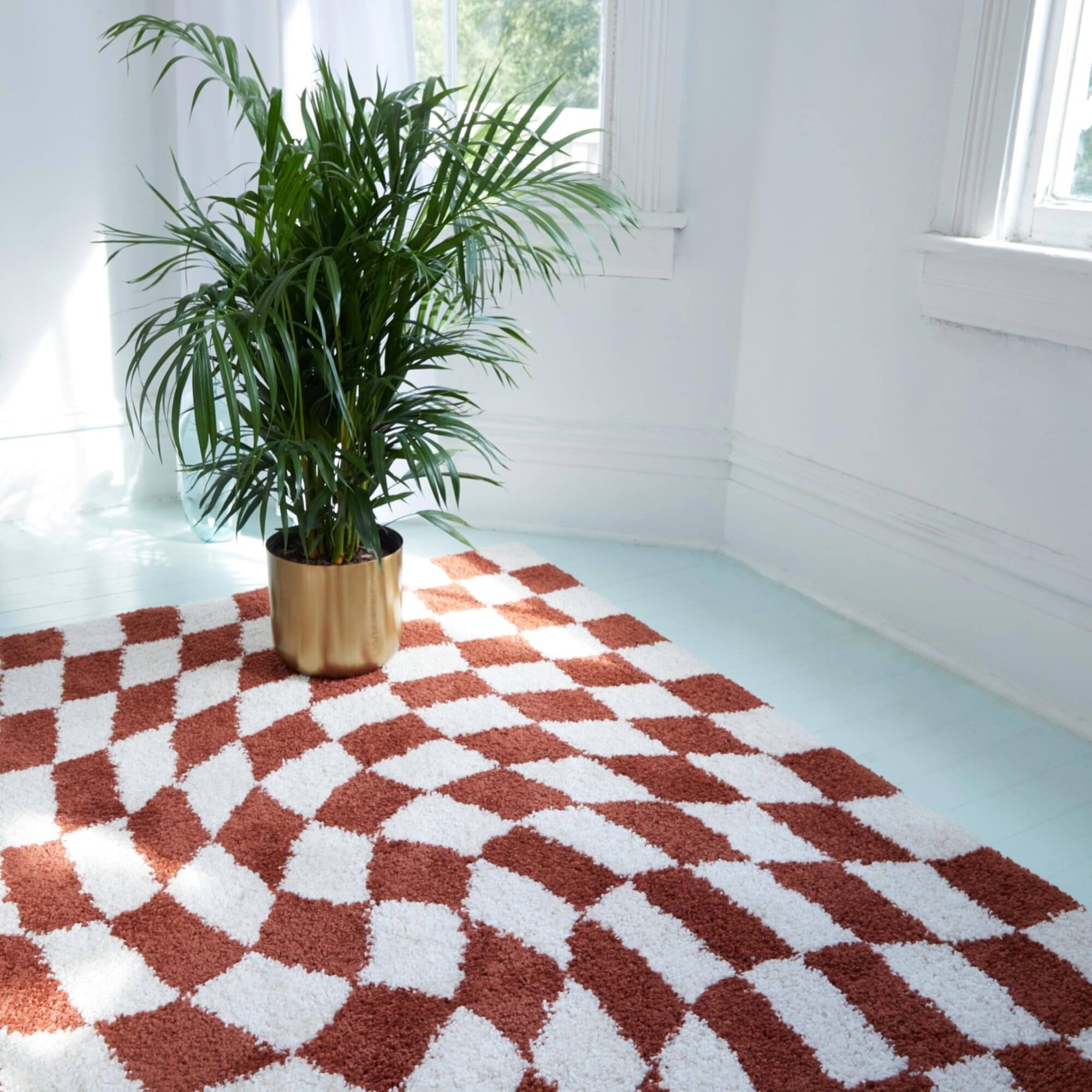 Balta Luther Abstract Checkered Modern Shag Area Rug 5'3
