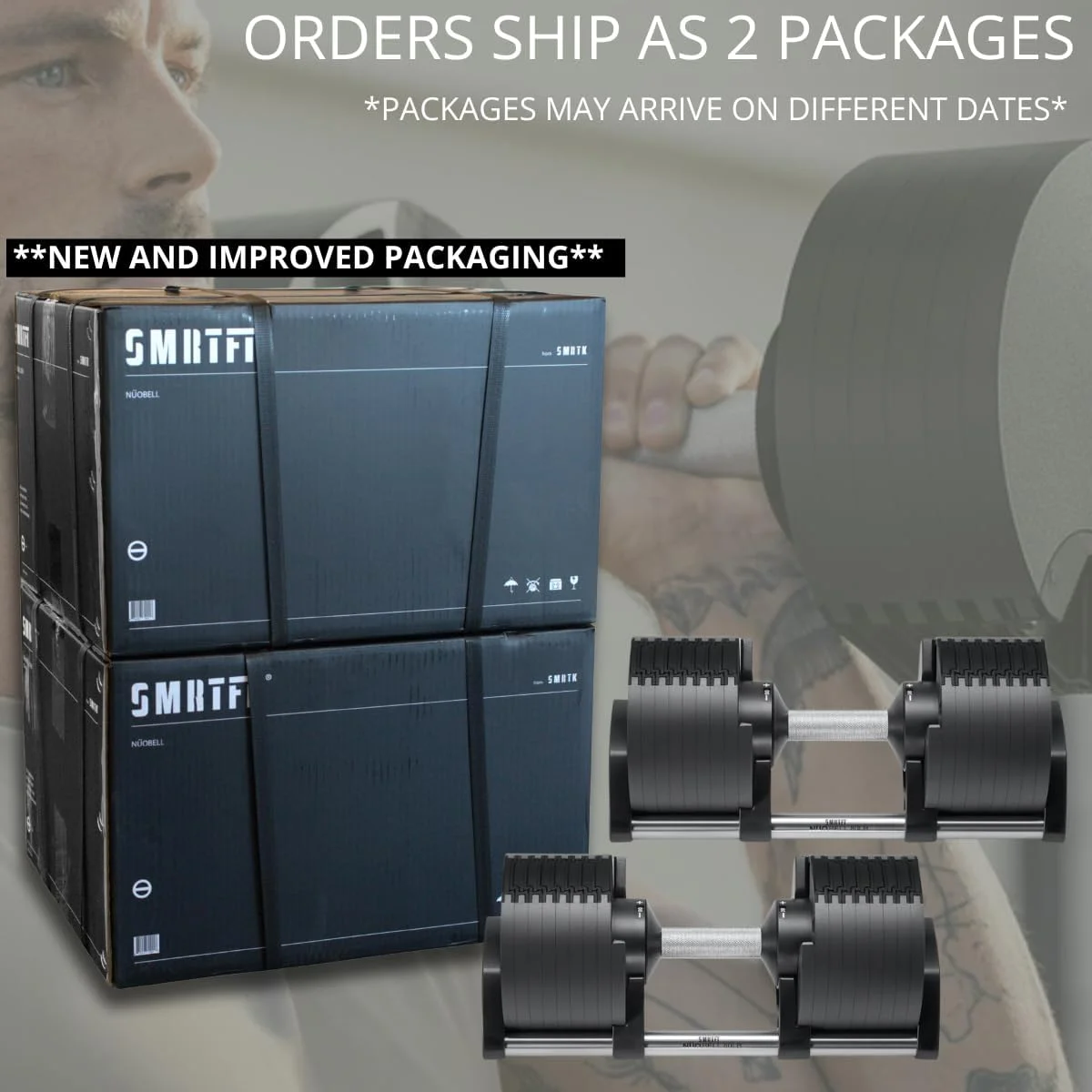 SMRTFT NUOBELL - All - in - One, Durable, Adjustable Dumbbells, Black, 5, 80 lb