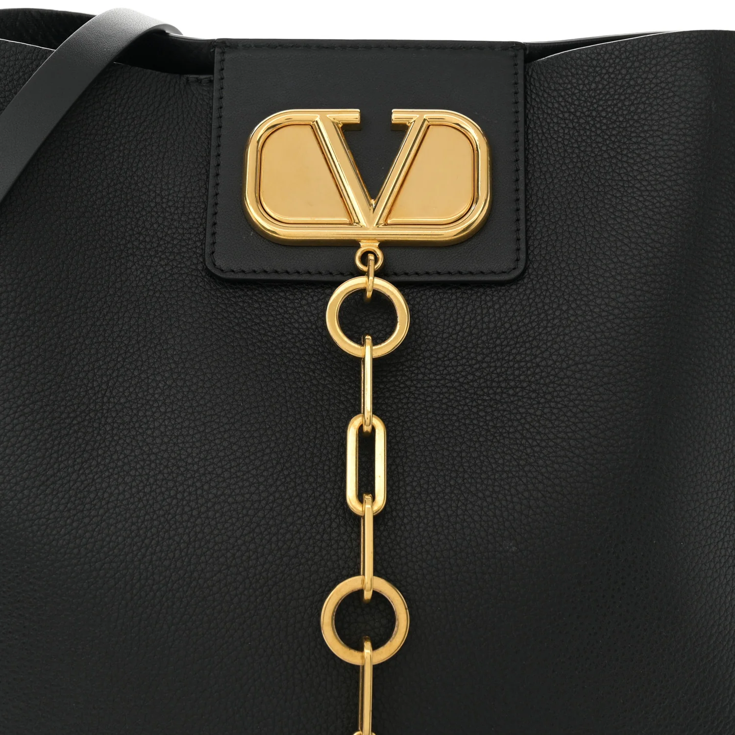 Grainy Calfskin VLogo Escape Hobo Bag Black