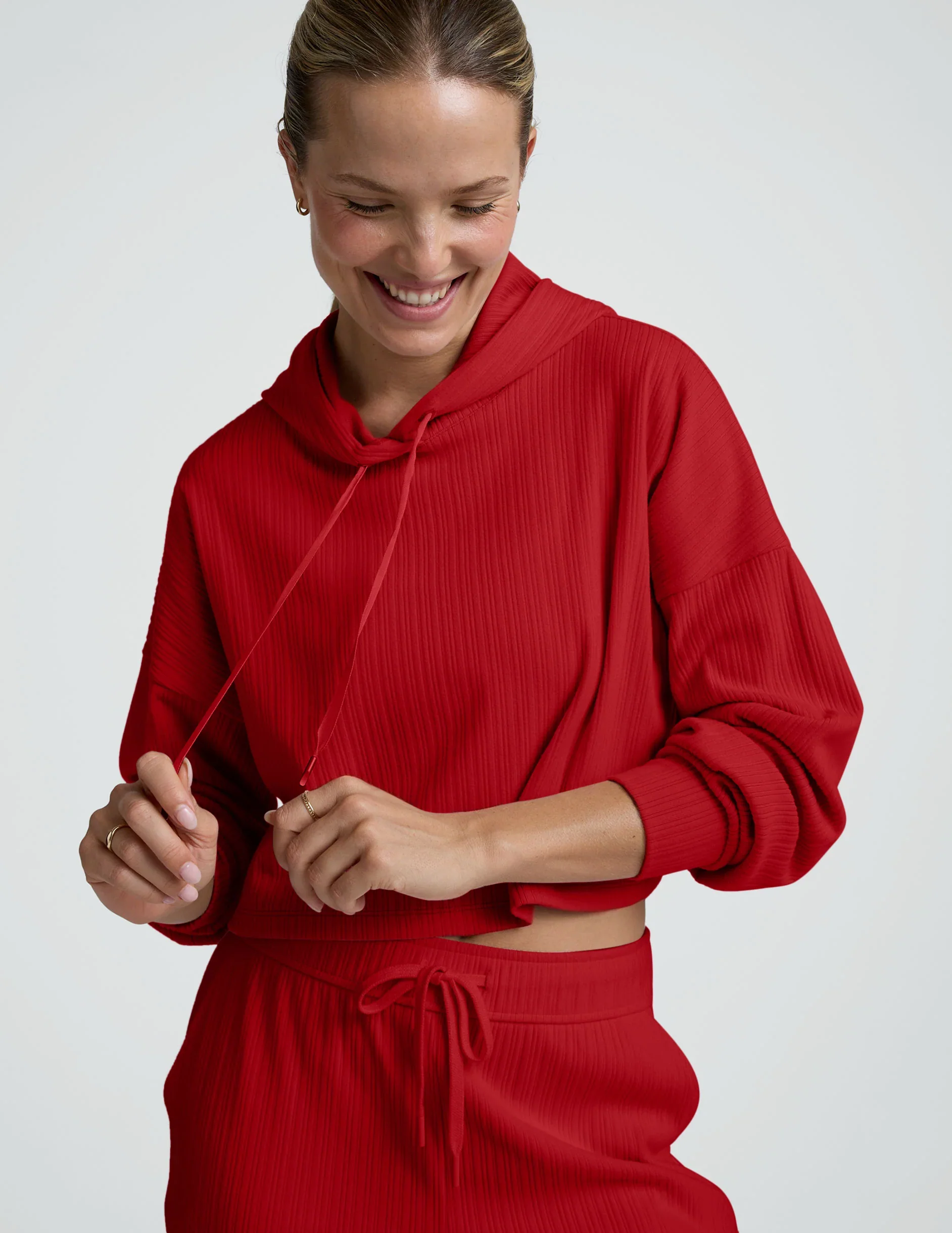 Breathe Easy Ribbed Cropped Hoodie