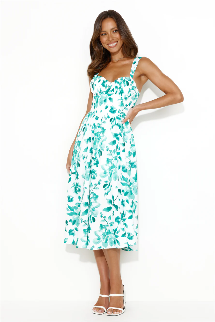 Retro Spin Midi Dress Green