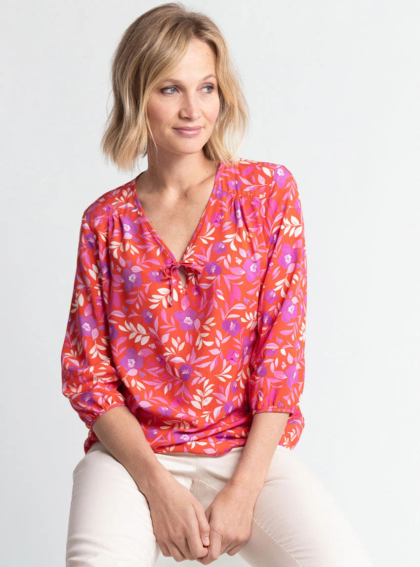 Blouse femme viscose floral rose violine