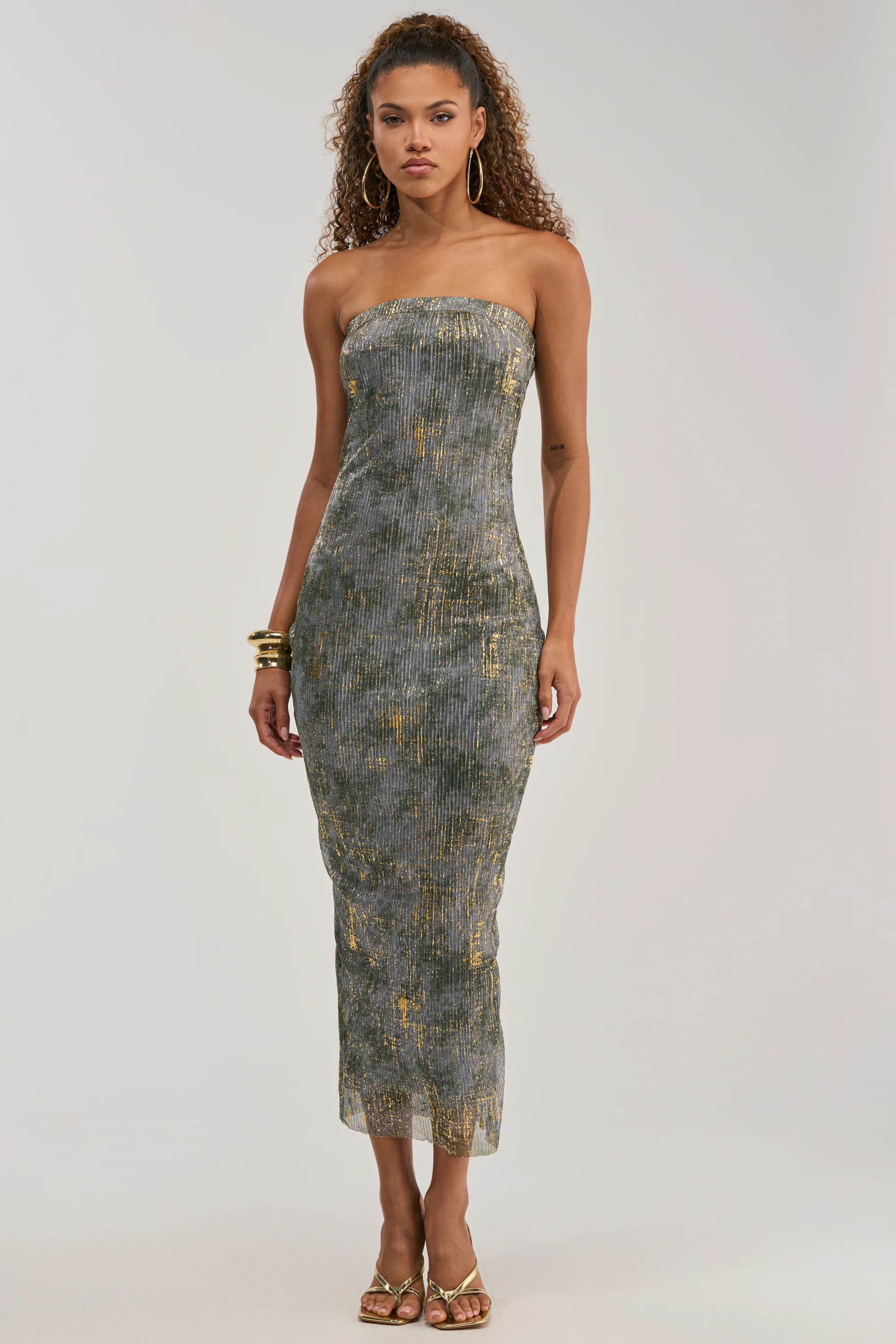 CHAMPAGNE GLOW STRAPLESS MAXI DRESS - Akira Store