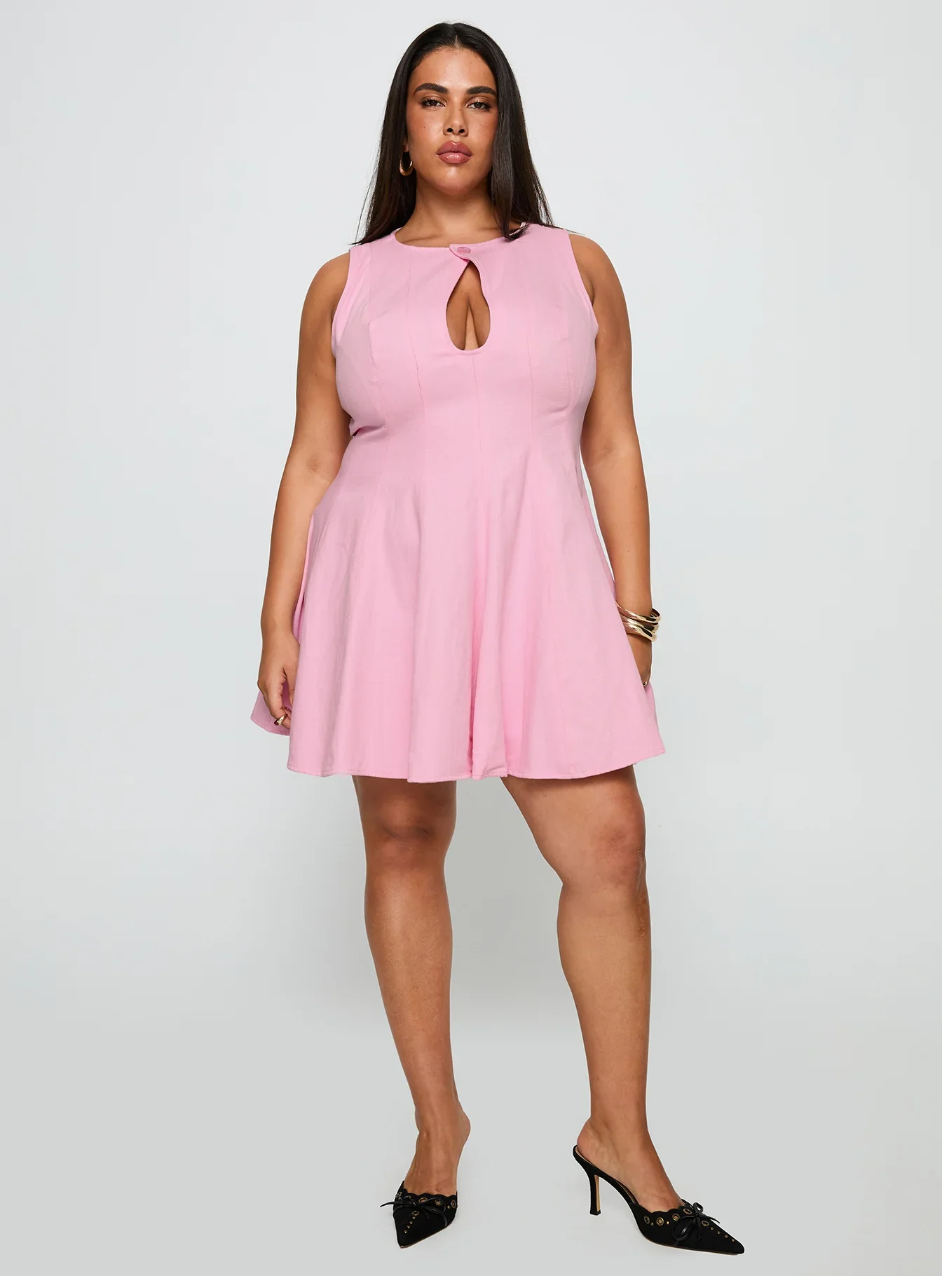 Precedence Keyhole Mini Dress Pink Curve
