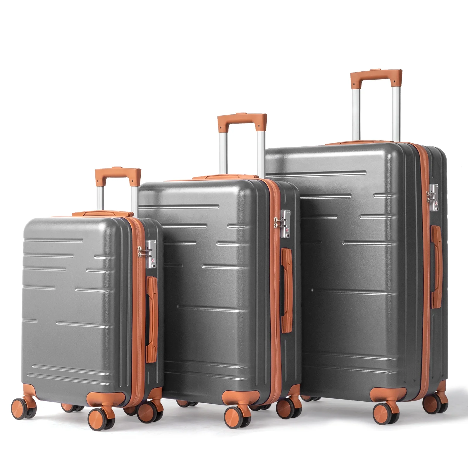 Zimtown Luggage 3 Piece Set Suitcase ABS Hardside Lightweight with TSA Lock Spinner Wheels, Beige
