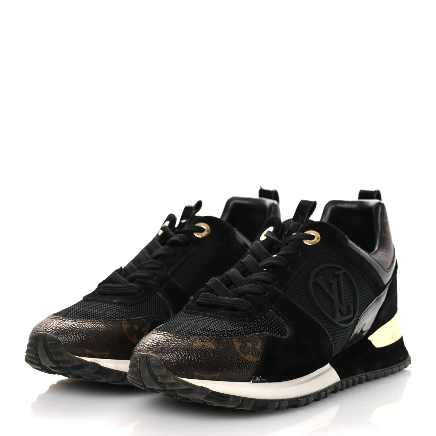Suede Monogram Run Away Sneakers 36.5 Black