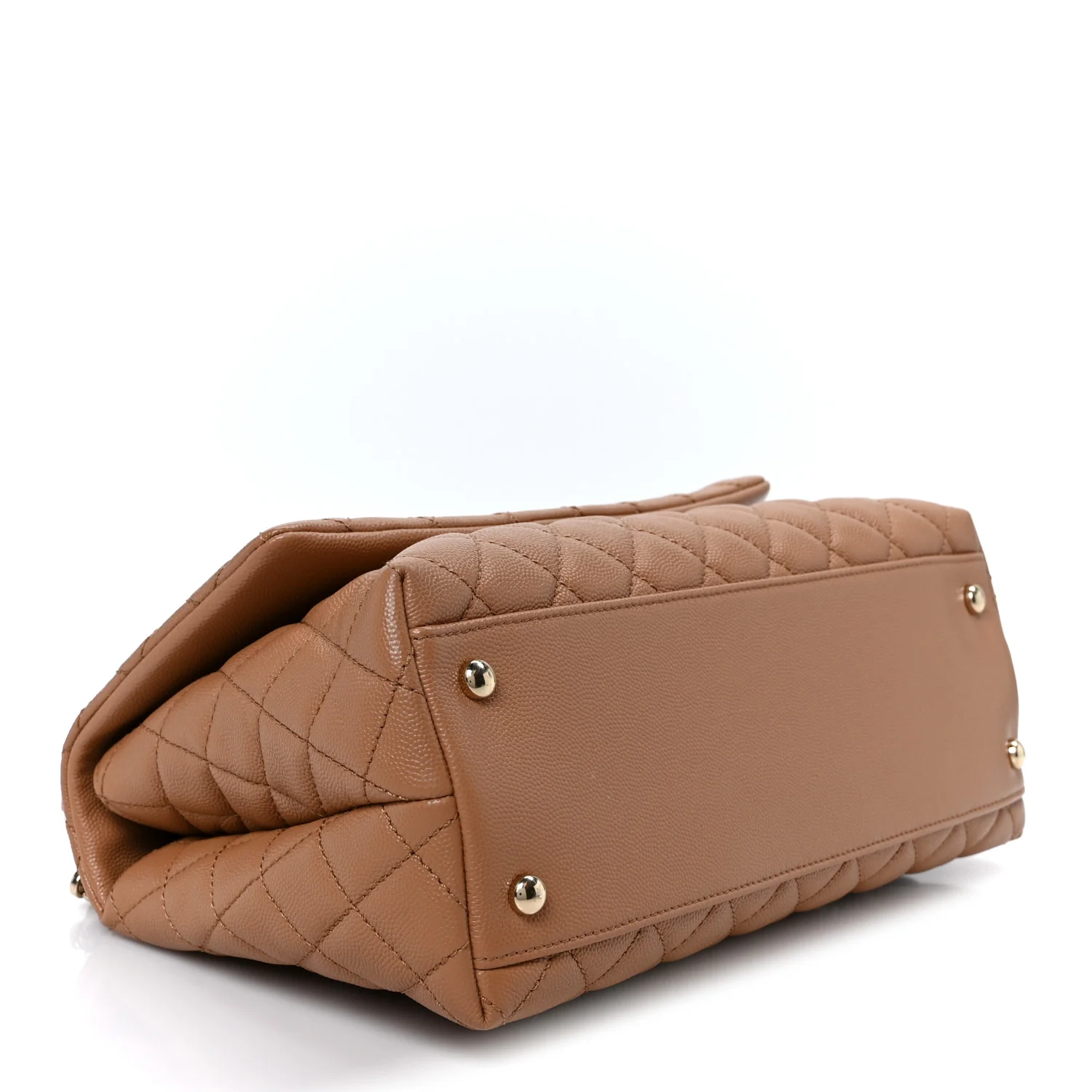 Caviar Quilted Small Coco Handle Flap Brown