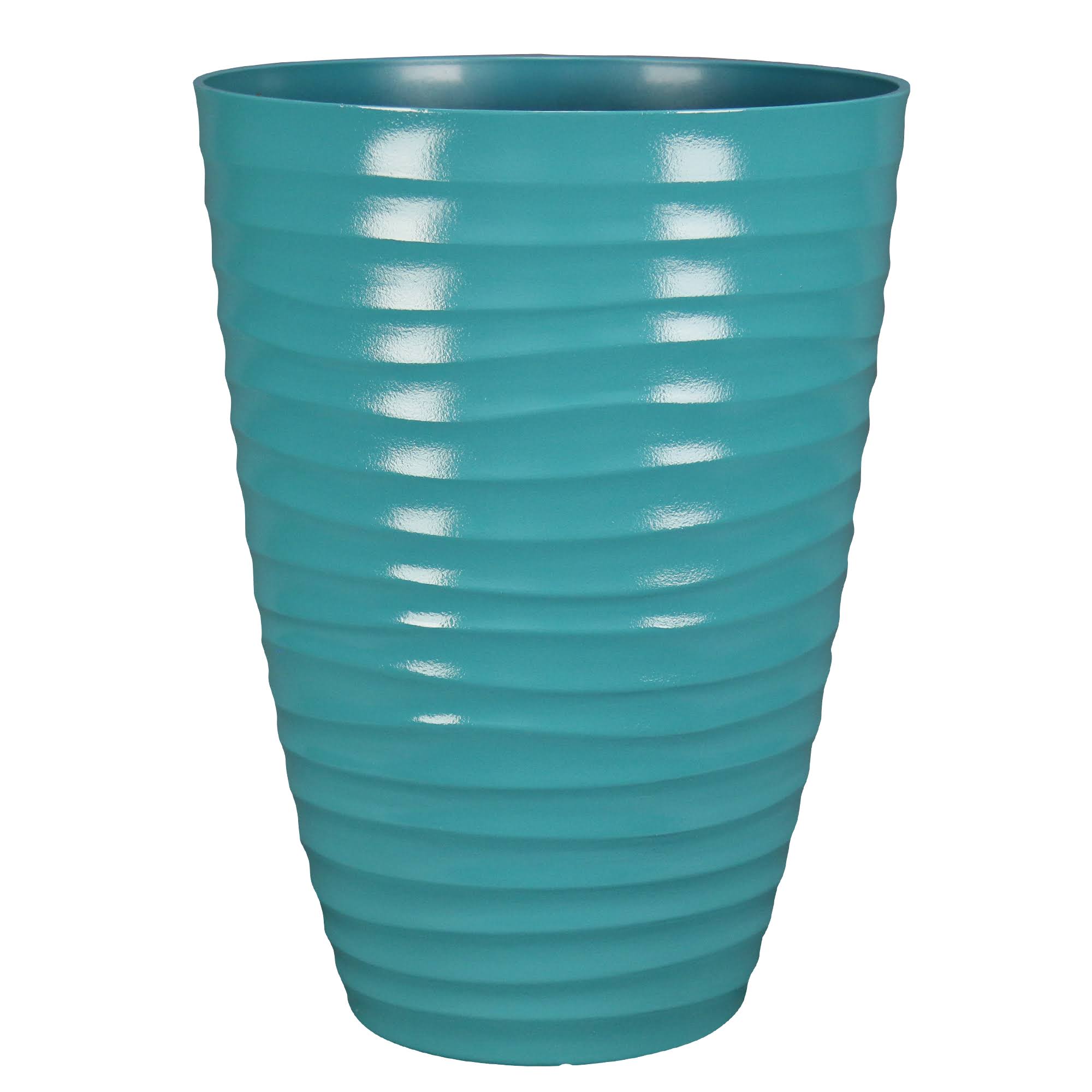 Style Selections 15.59-in W x 21.65-in H Aqua Resin Contemporary/Modern Indoor/Outdoor Planter in Green | PLB0116PAG