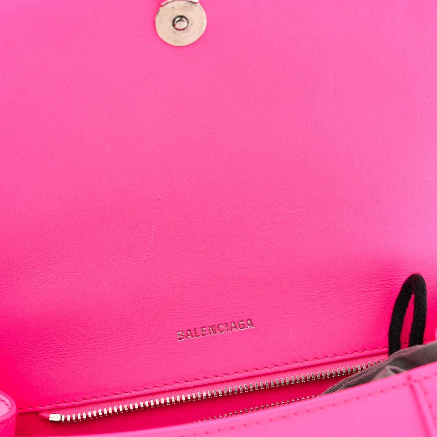 Shiny Box Calfskin Small Hourglass Top Handle Bag Acid Fuchsia