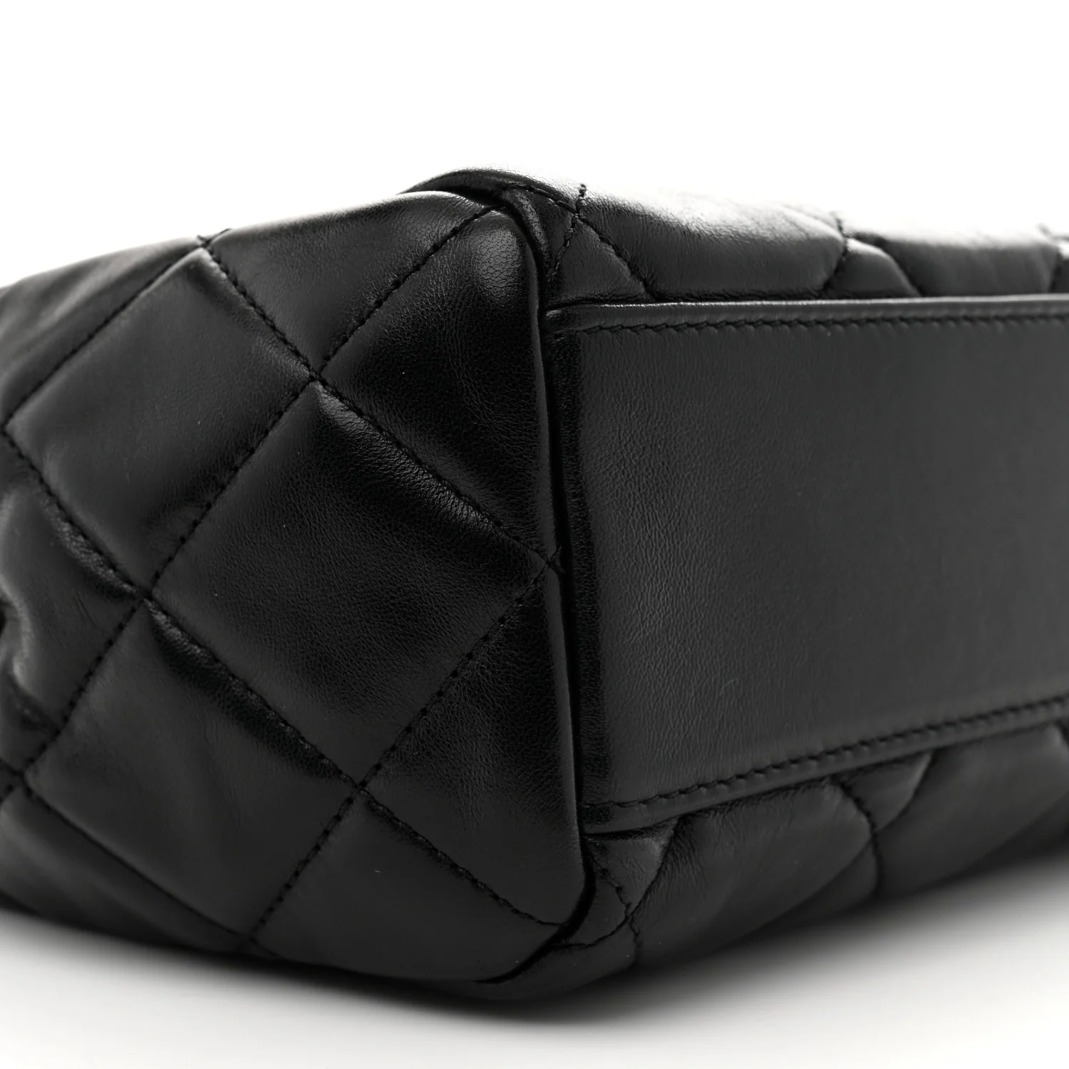 Shiny Calfskin Quilted Fancy Jewel Tote Bag Black