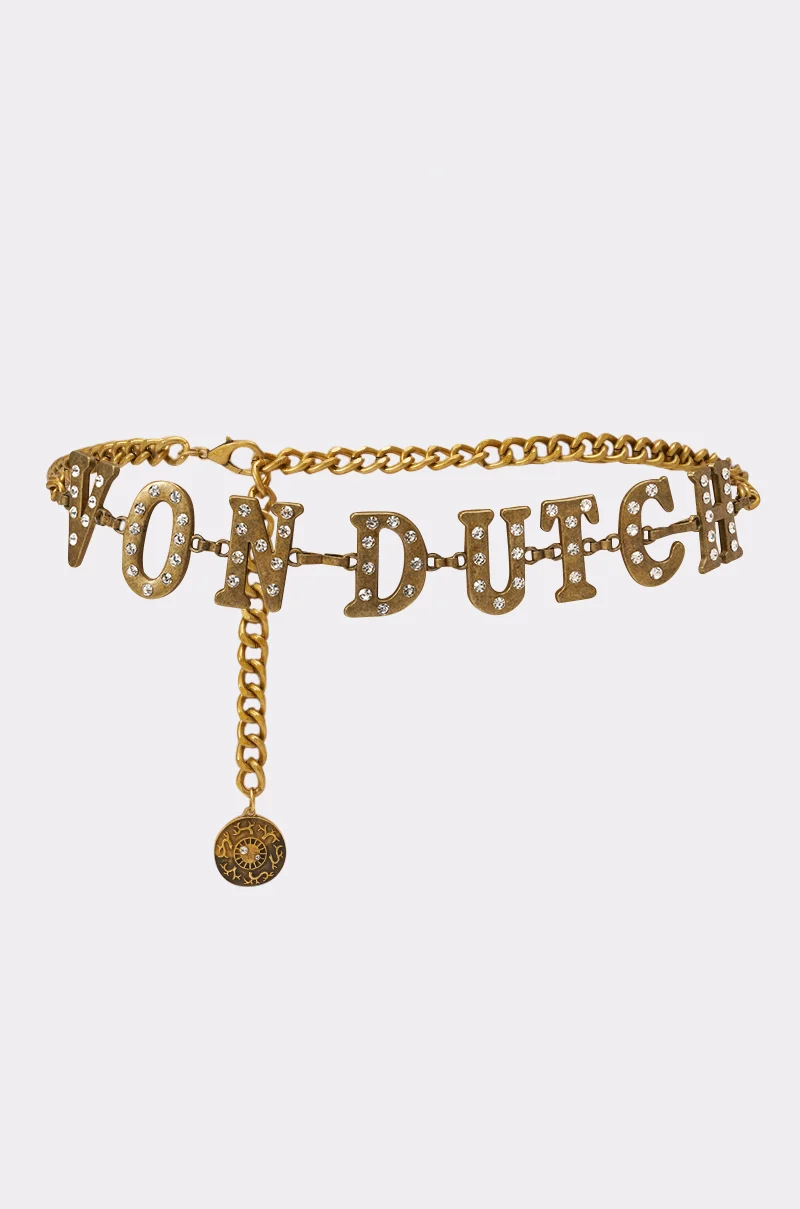 VON DUTCH RHINESTONE CHAIN BELT - Akira Store