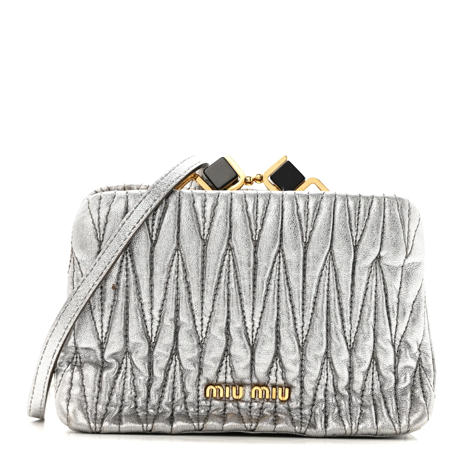 Metallic Matelasse Lux Mini Crossbody Tote Cromo